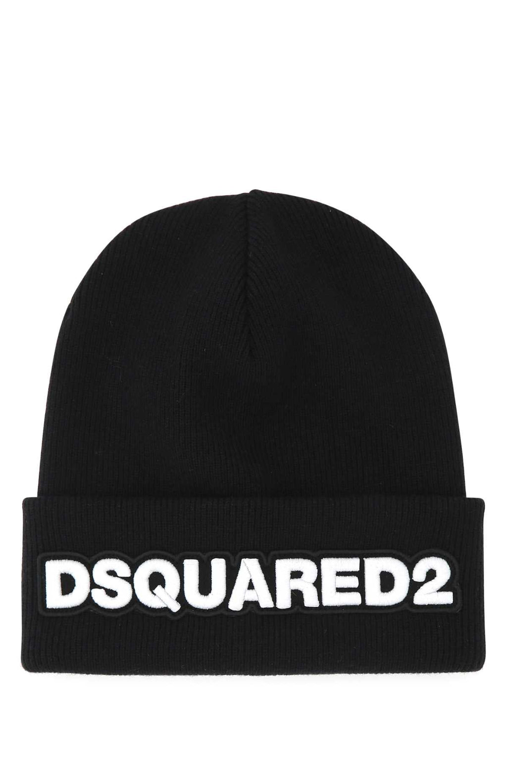 Dsquared Men Black Wool Beanie Hat