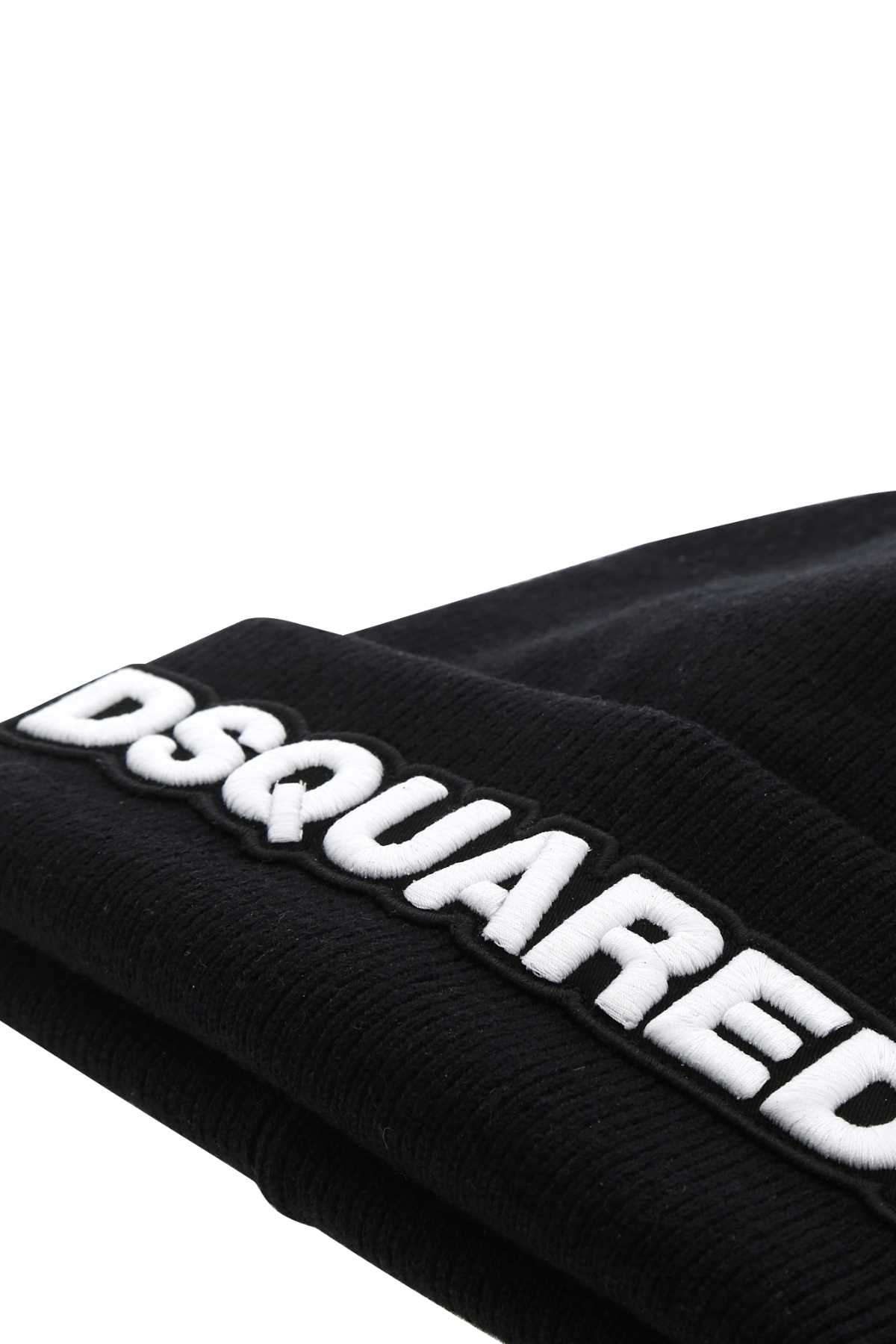 Dsquared Men Black Wool Beanie Hat