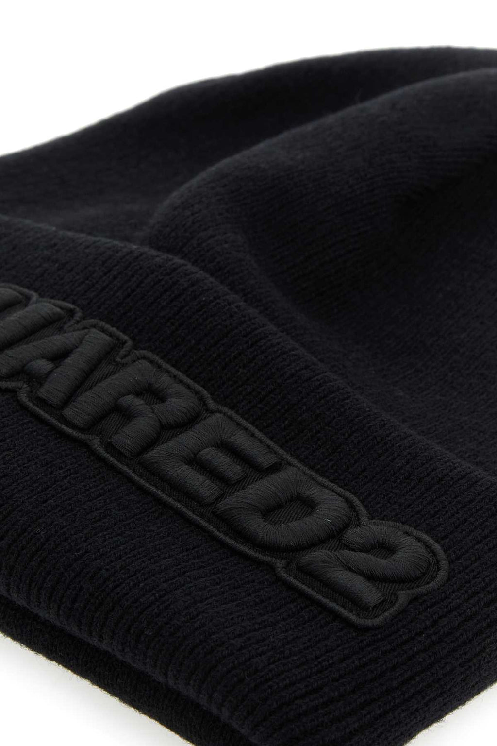 Dsquared Men Black Wool Beanie Hat