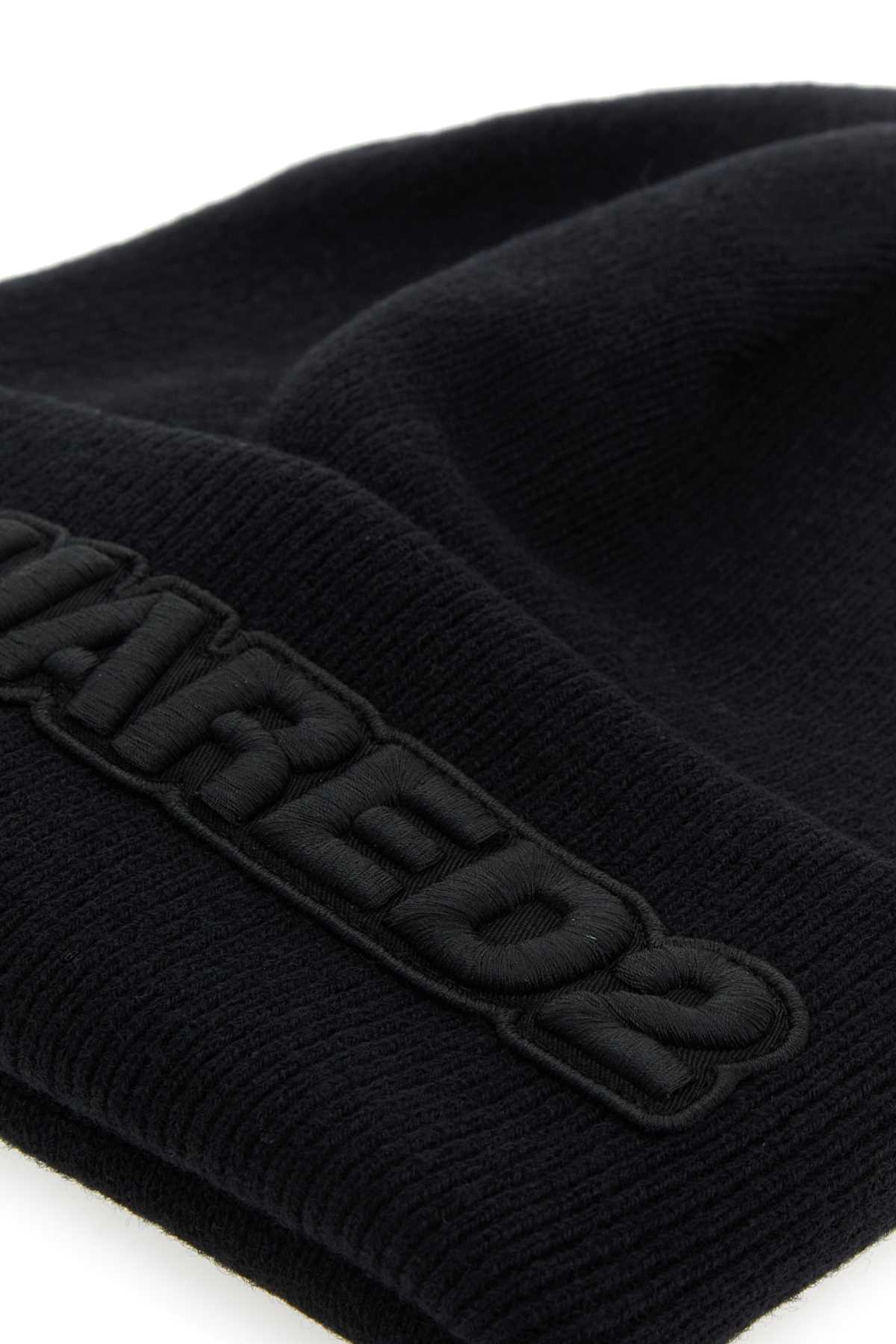 Dsquared Men Black Wool Beanie Hat