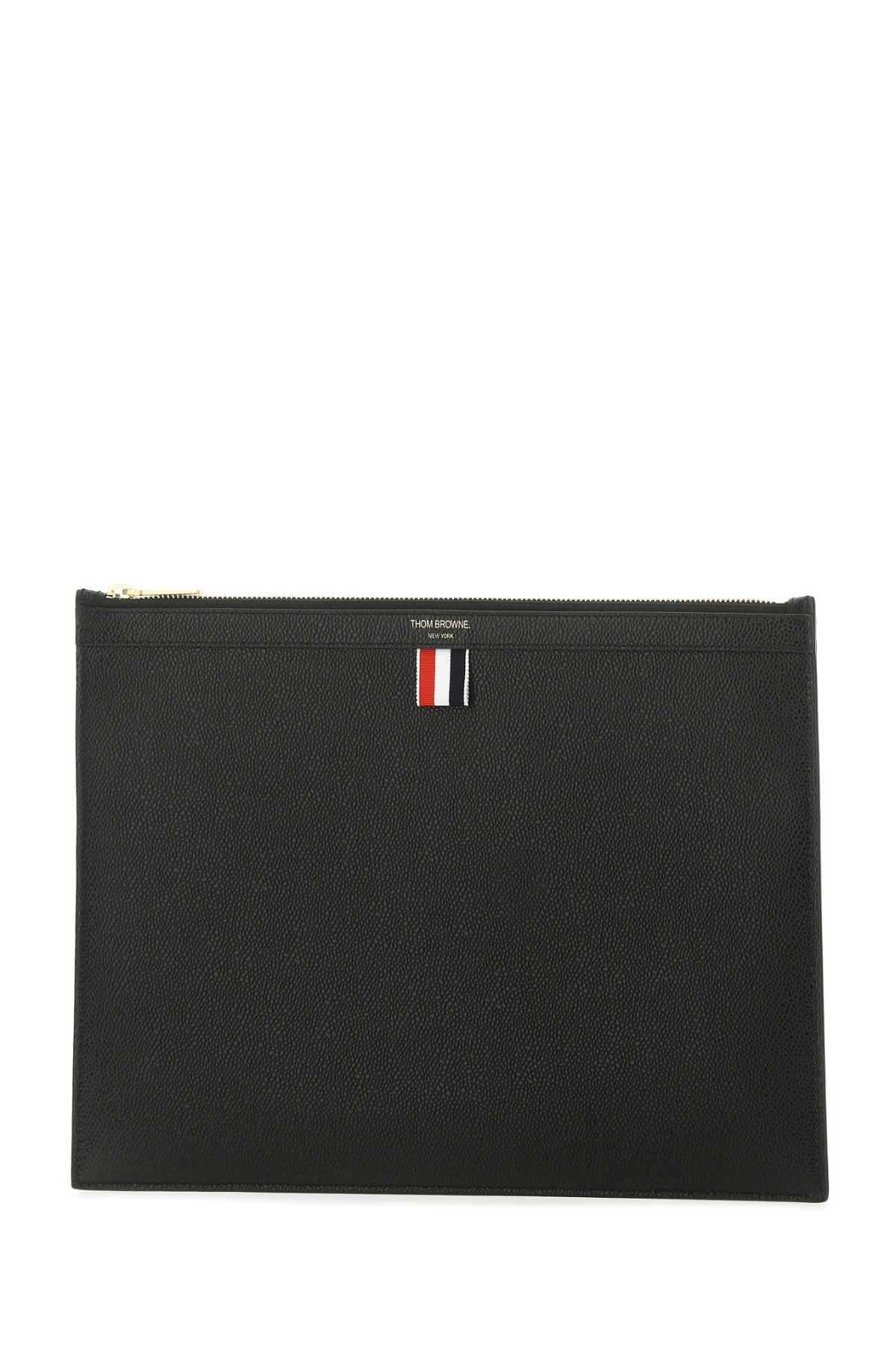 Thom Browne Men Black Leather Document Case
