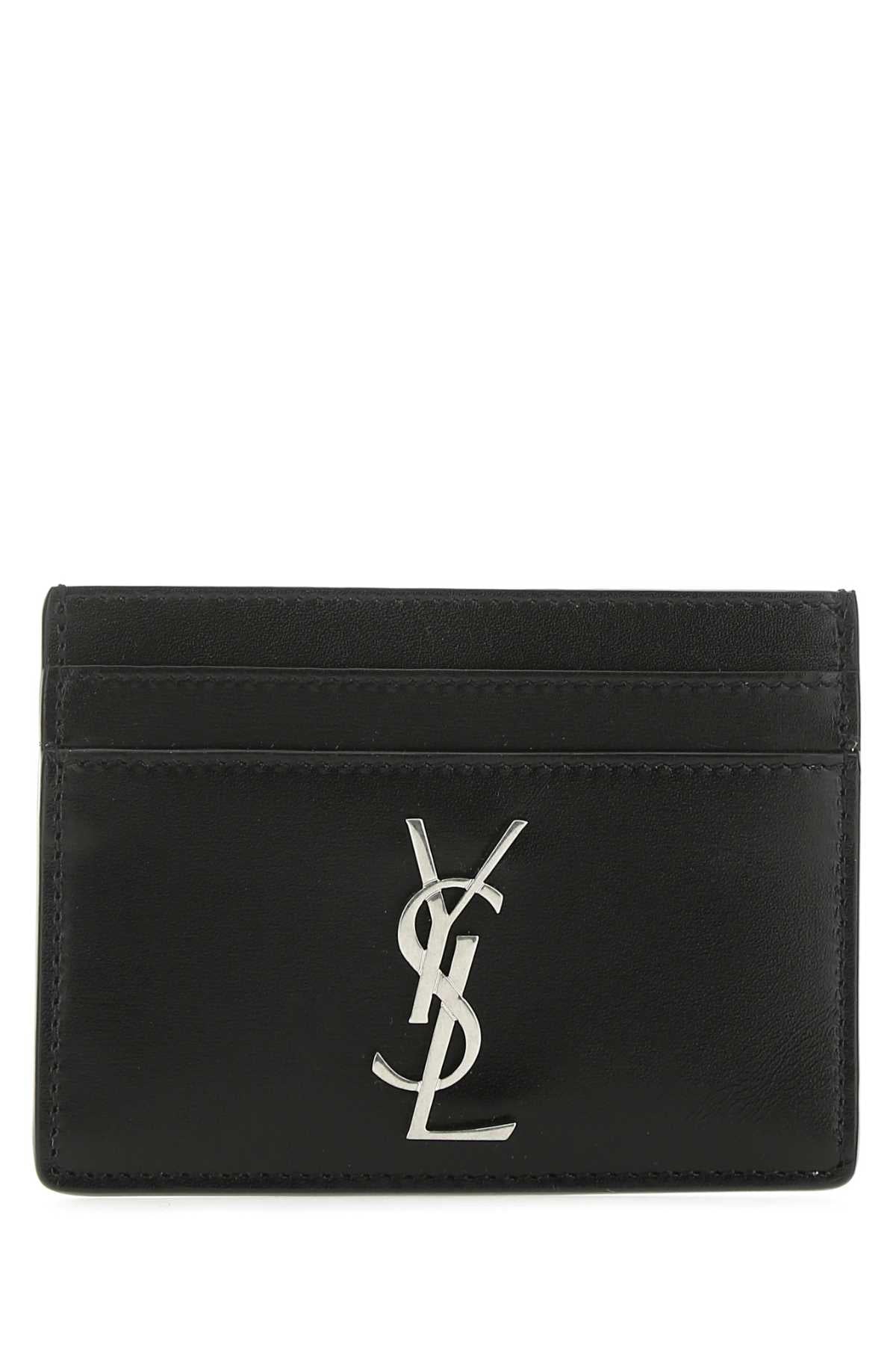 Saint Laurent Men Black Leather Card Holder