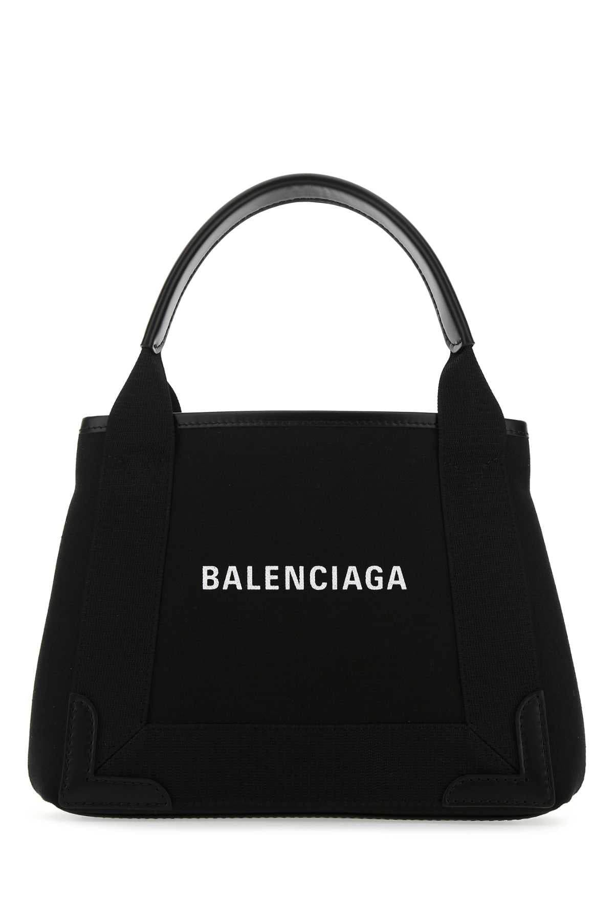 Balenciaga Women Black Fabric Navy Cabas Xs Handbag