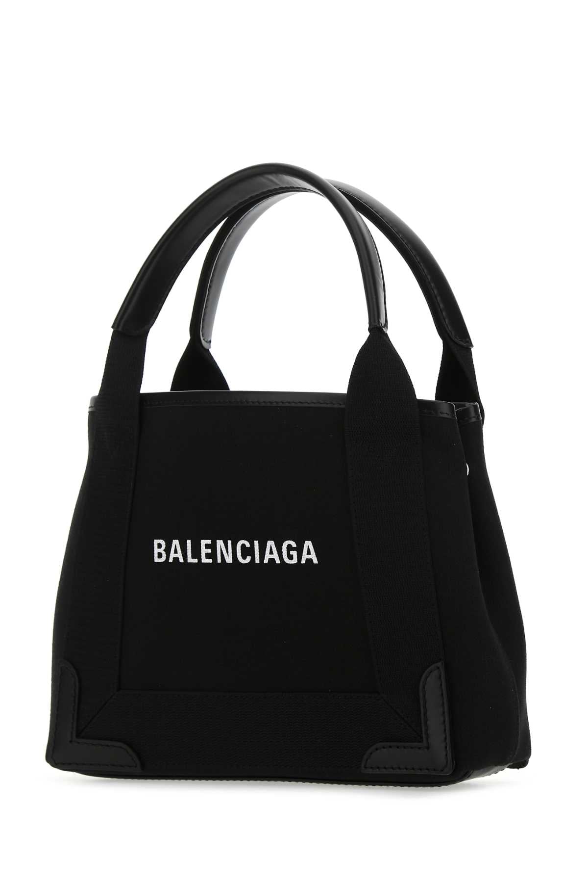 Balenciaga Women Black Fabric Navy Cabas Xs Handbag