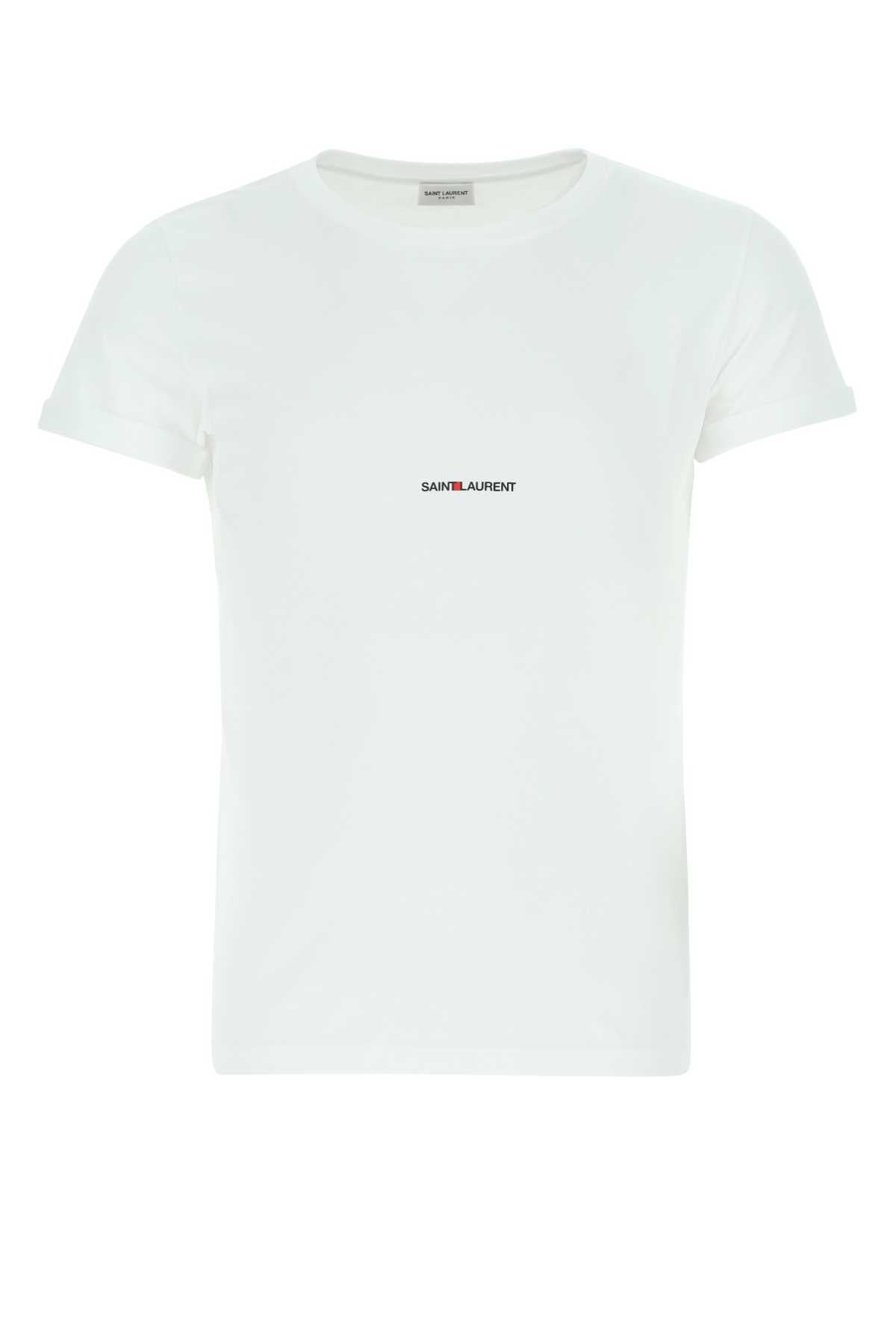 Saint Laurent Men White Cotton T-Shirt