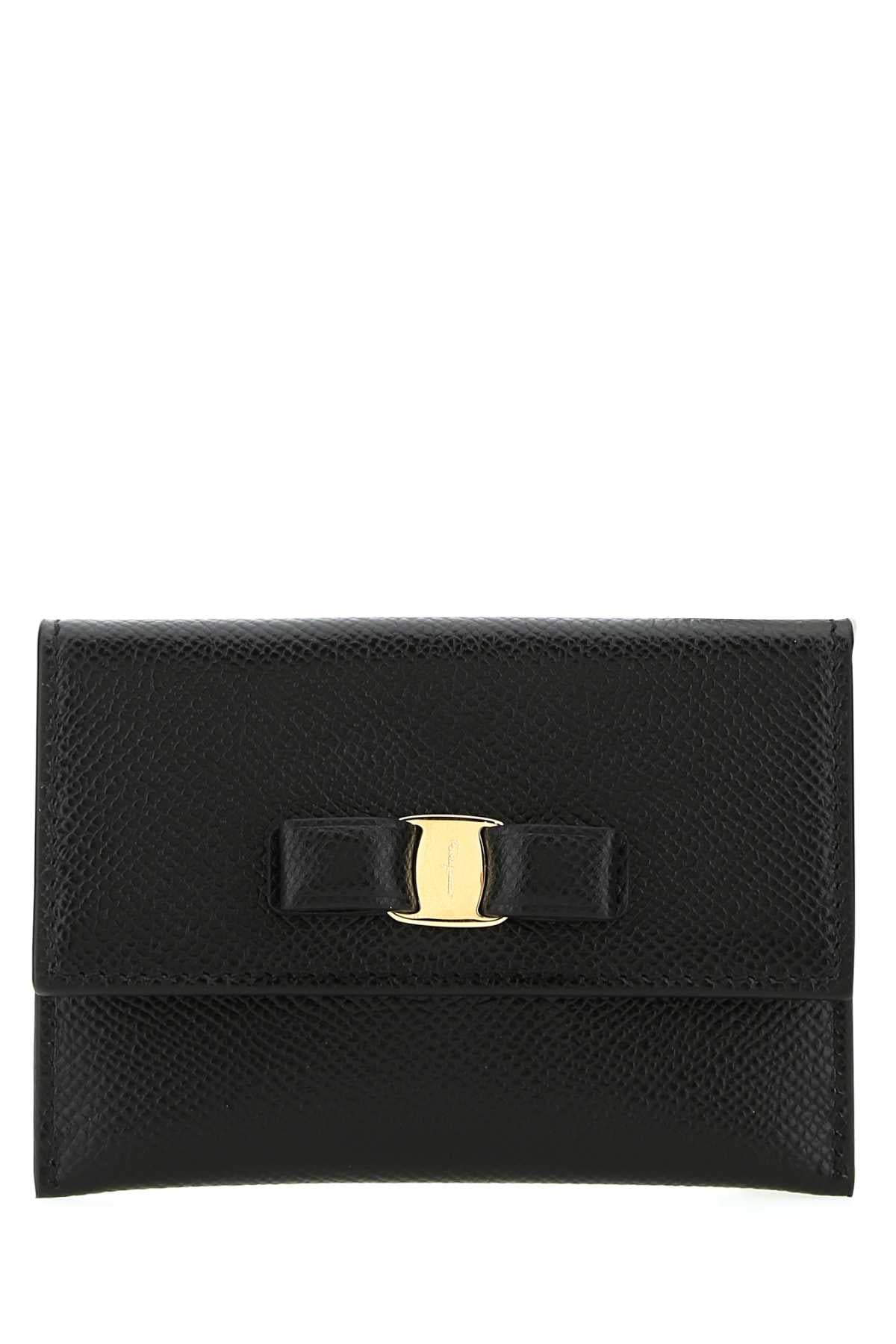 Salvatore Ferragamo Women Black Leather Card Holder