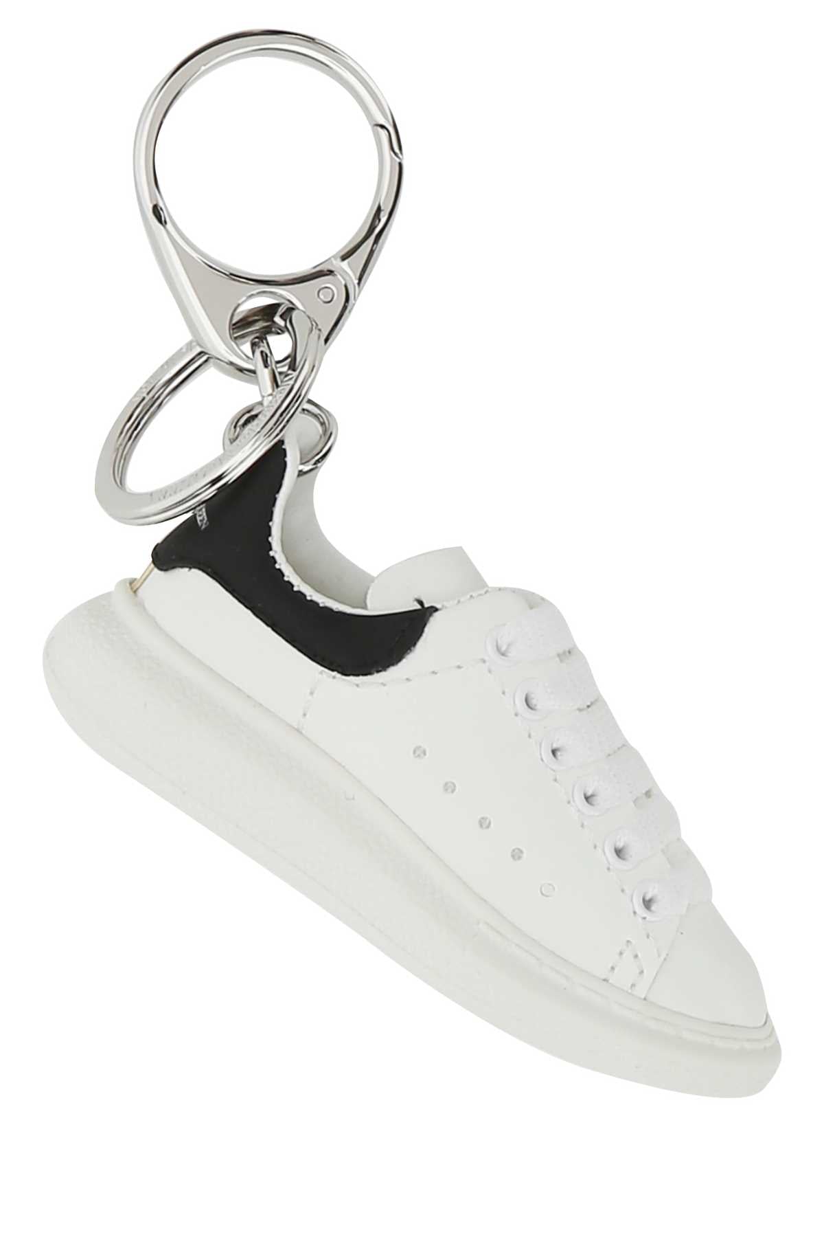 Alexander Mcqueen Men White Leather Key Ring