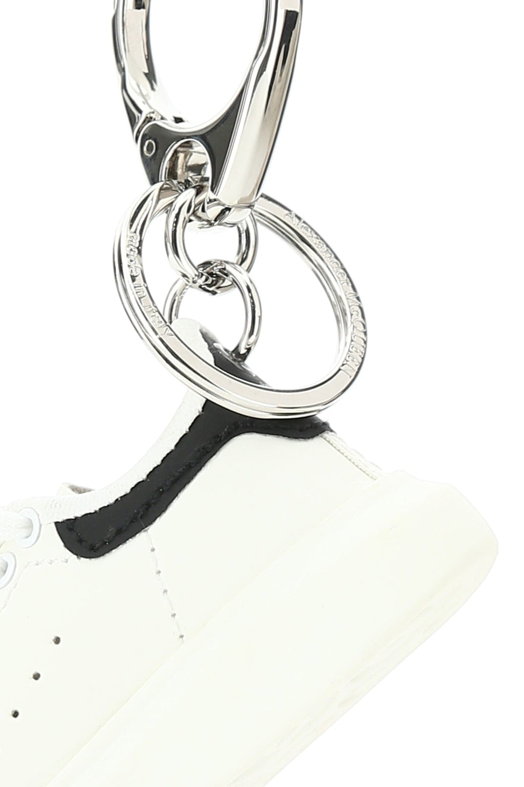 Alexander Mcqueen Men White Leather Key Ring
