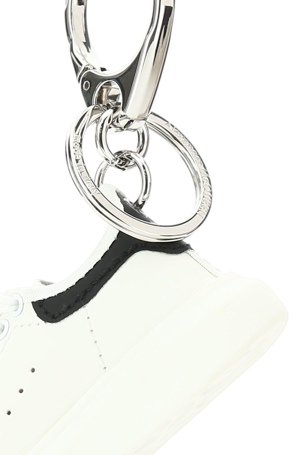Alexander Mcqueen Men White Leather Key Ring