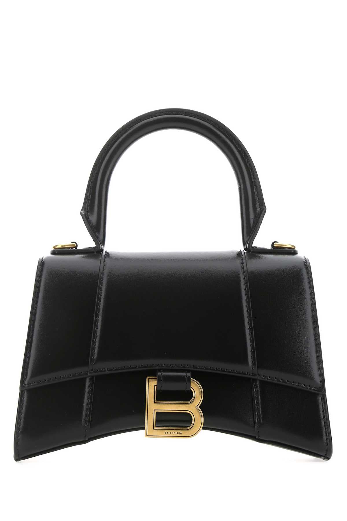Balenciaga Women Black Leather Xs Hourglass Handbag