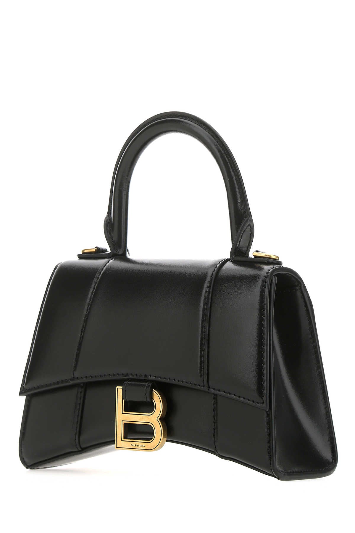 Balenciaga Women Black Leather Xs Hourglass Handbag