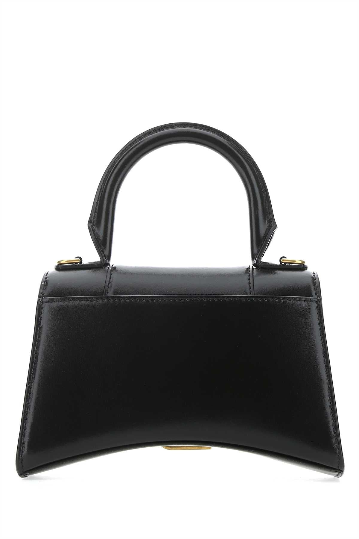 Balenciaga Women Black Leather Xs Hourglass Handbag