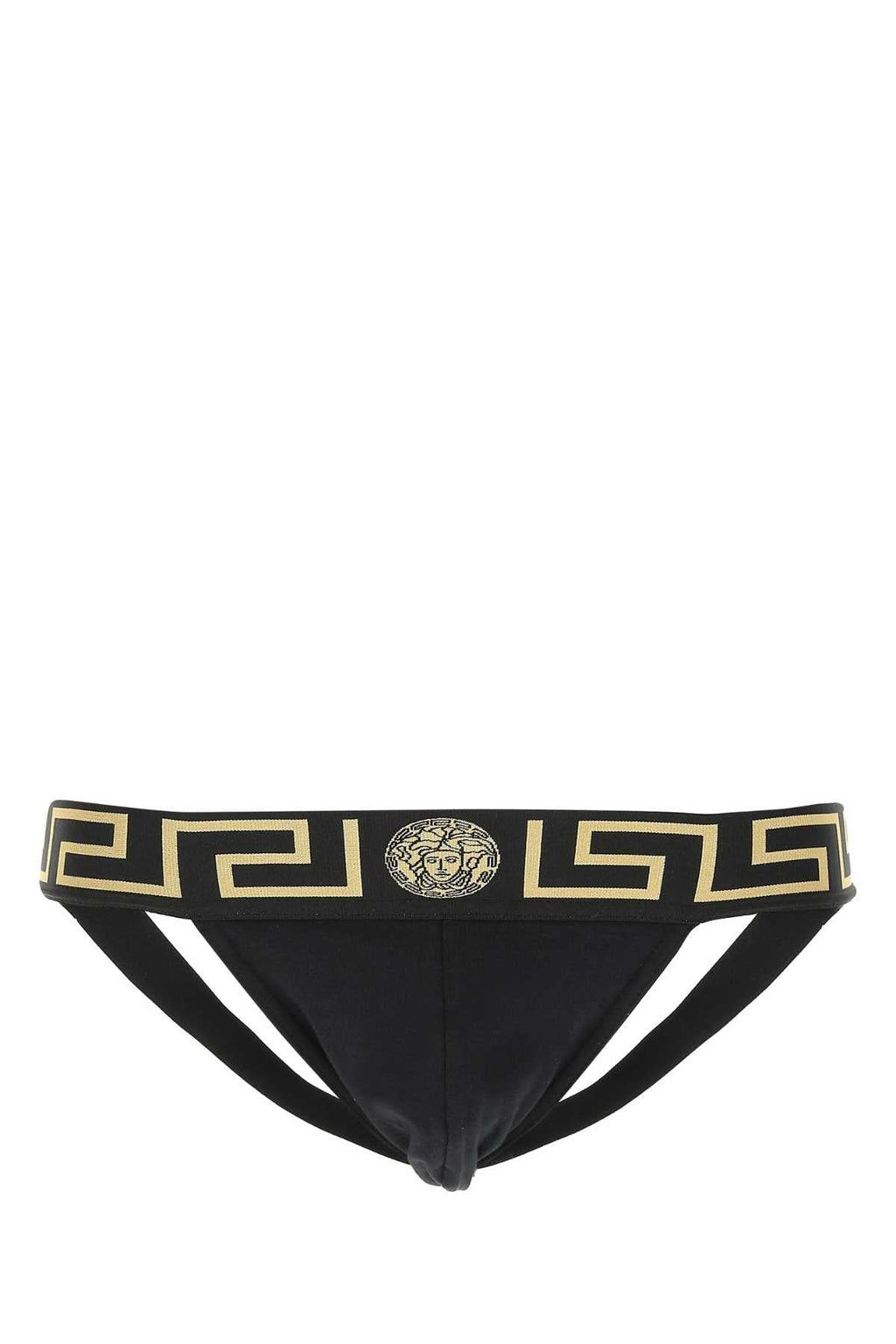 Versace Men Black Stretch Cotton Jockstrap