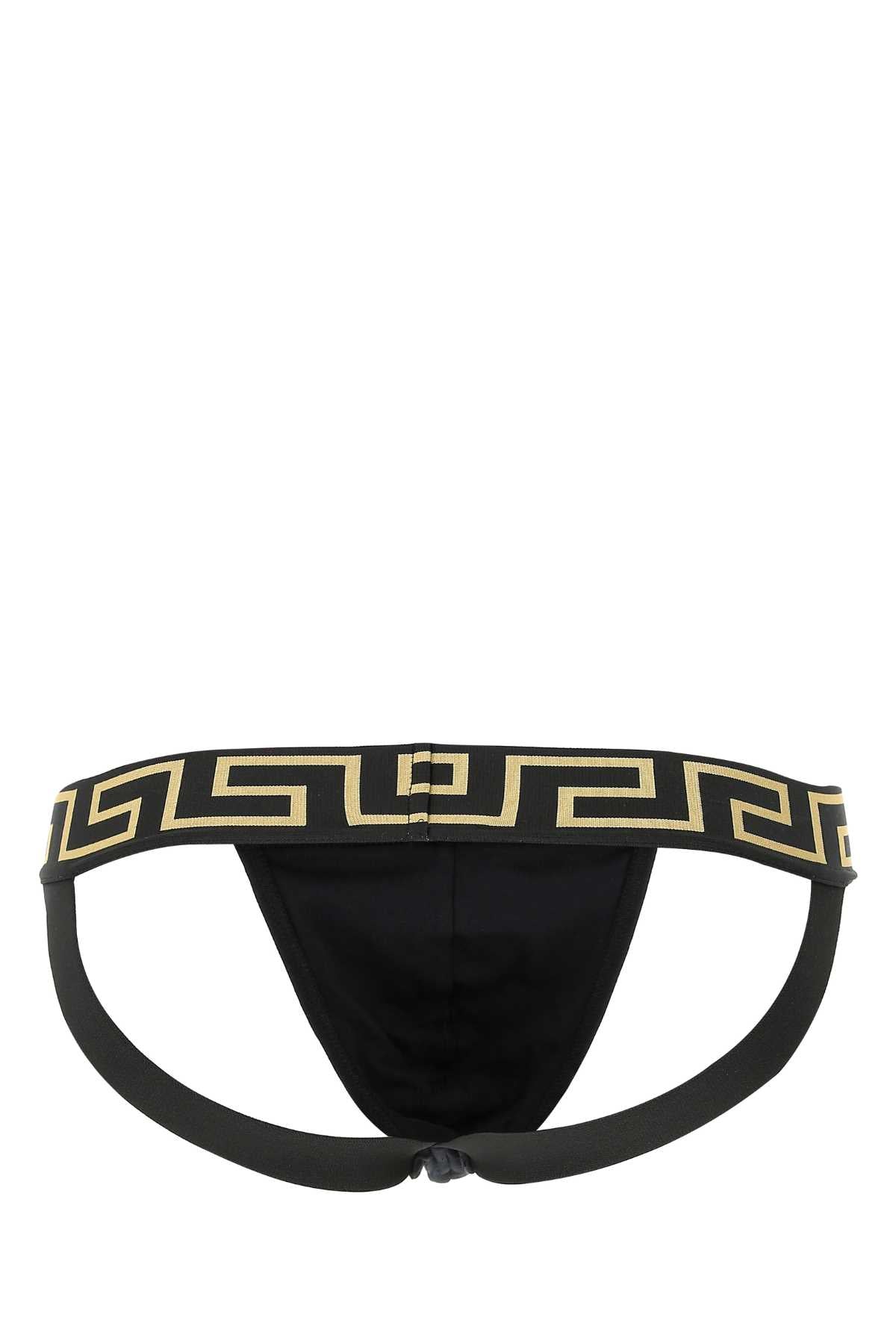 Versace Men Black Stretch Cotton Jockstrap