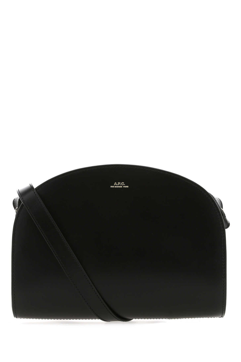 A.P.C. Women Black Leather Demi Lune Shoulder Bag