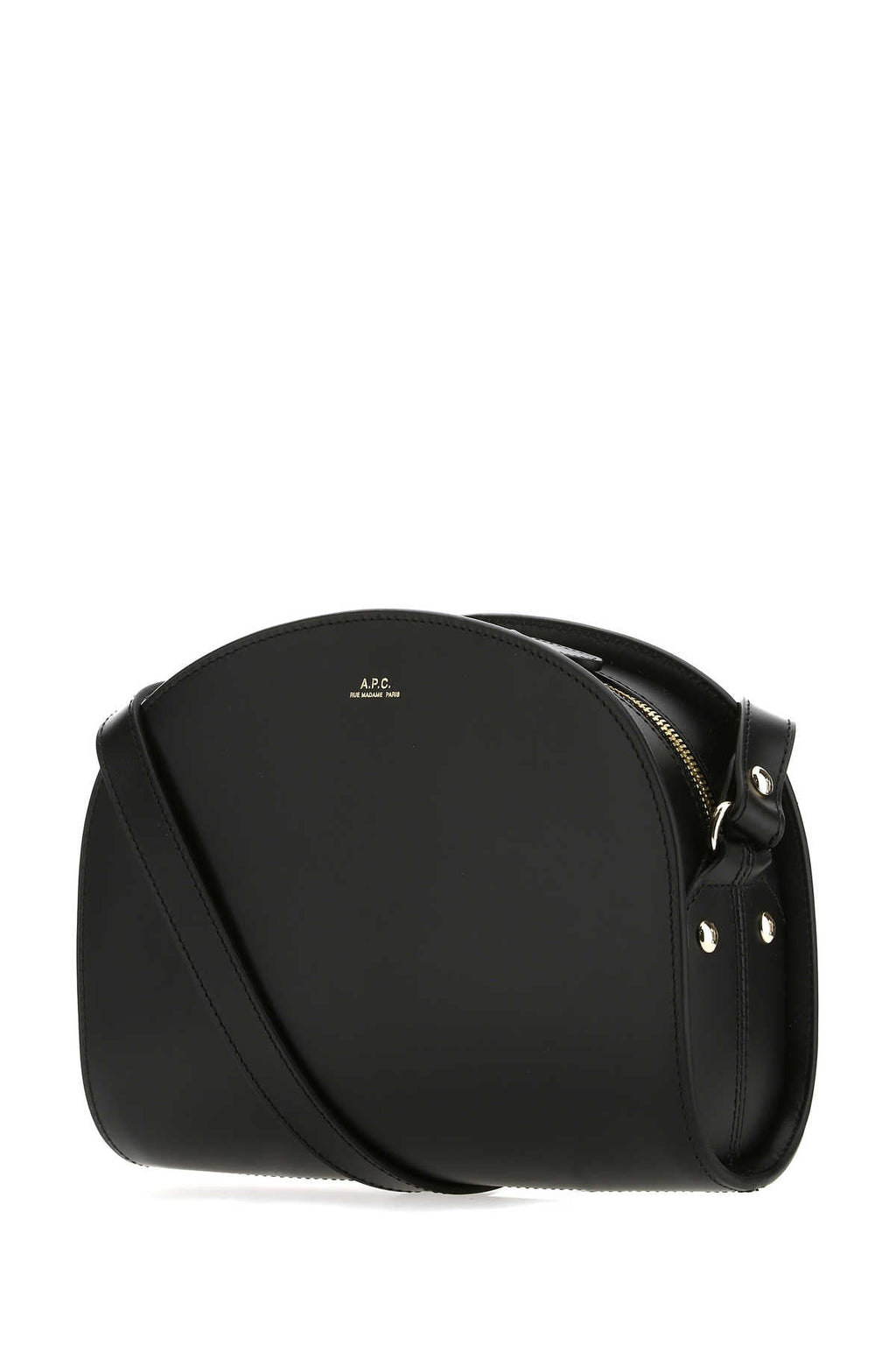 A.P.C. Women Black Leather Demi Lune Shoulder Bag