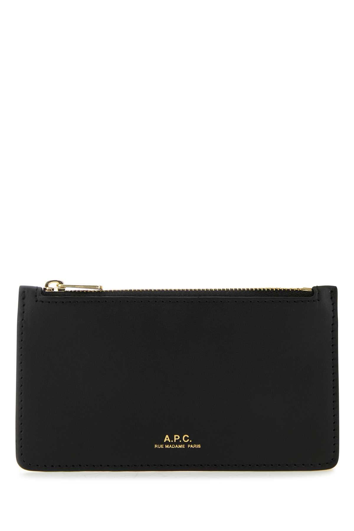 A.P.C. Women Black Leather Willow Card Holder