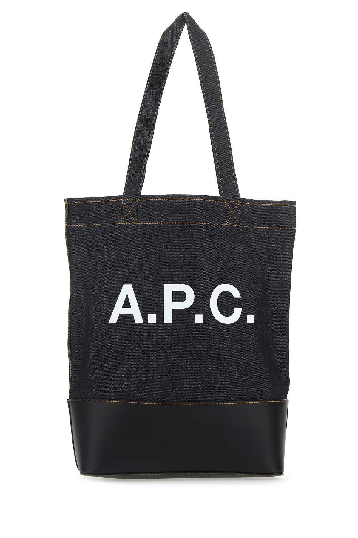 A.P.C. Men Blue Denim And Leather Shopping Bag