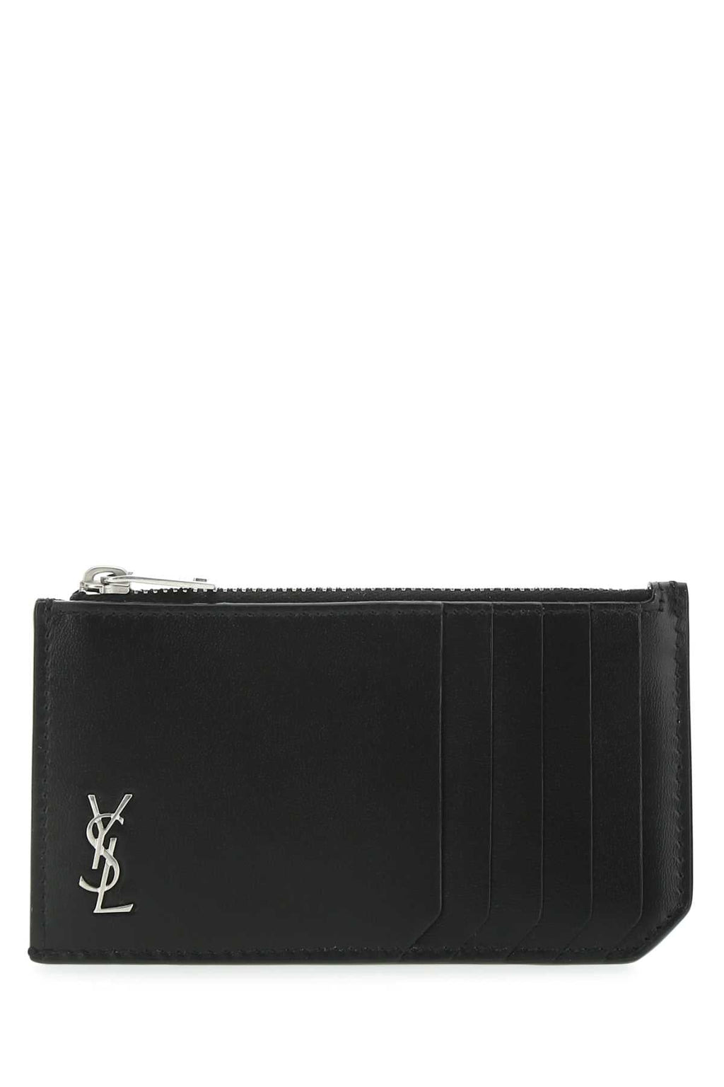 Saint Laurent Men Black Leather Card Holder