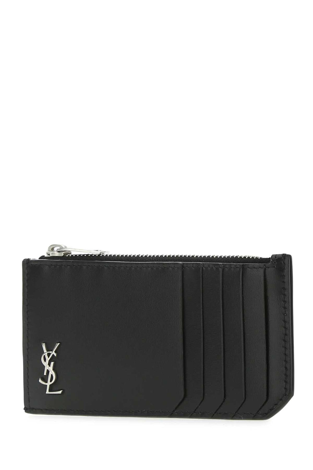 Saint Laurent Men Black Leather Card Holder