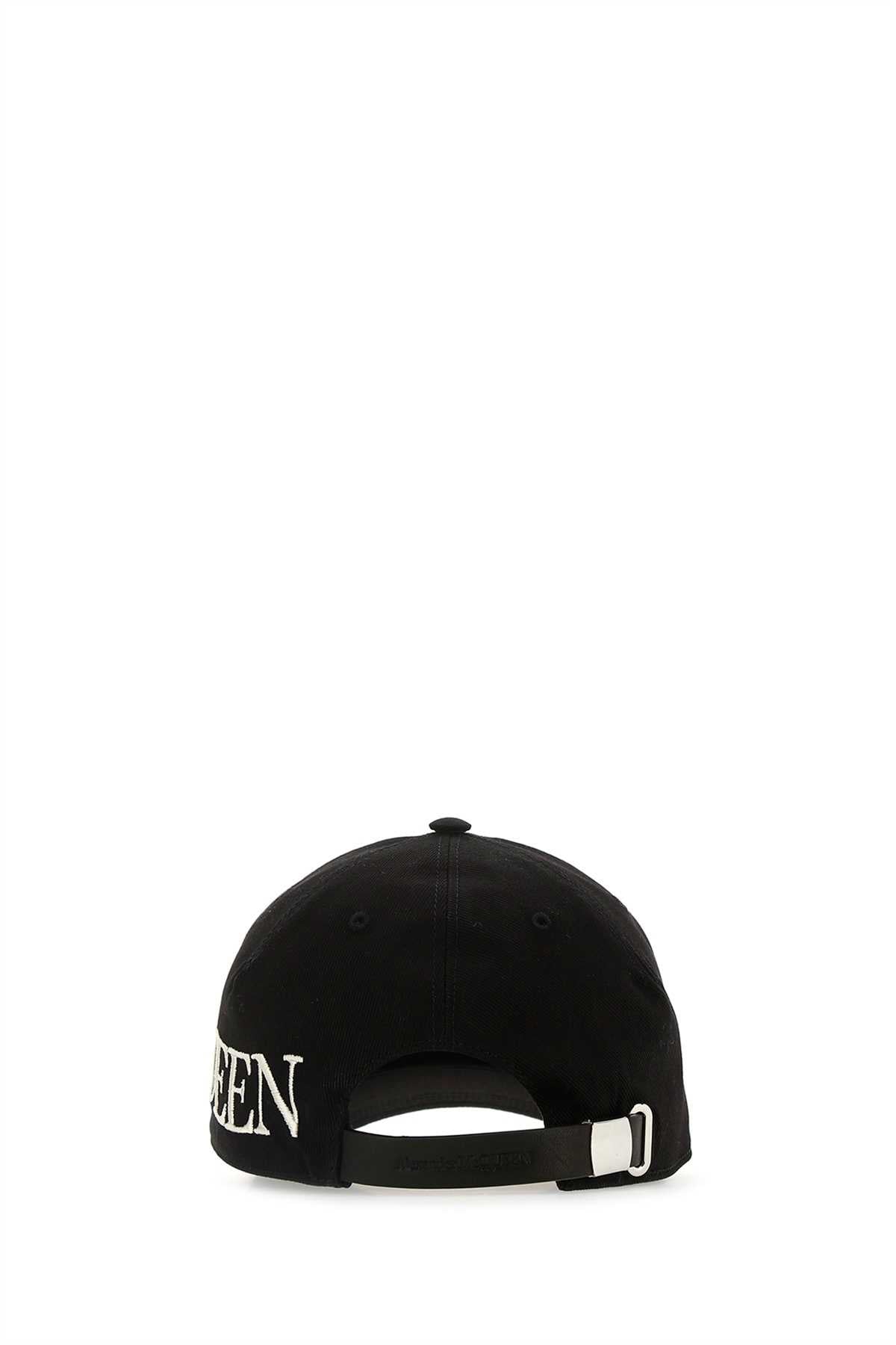Alexander Mcqueen Men Black Gabardine Baseball Cap