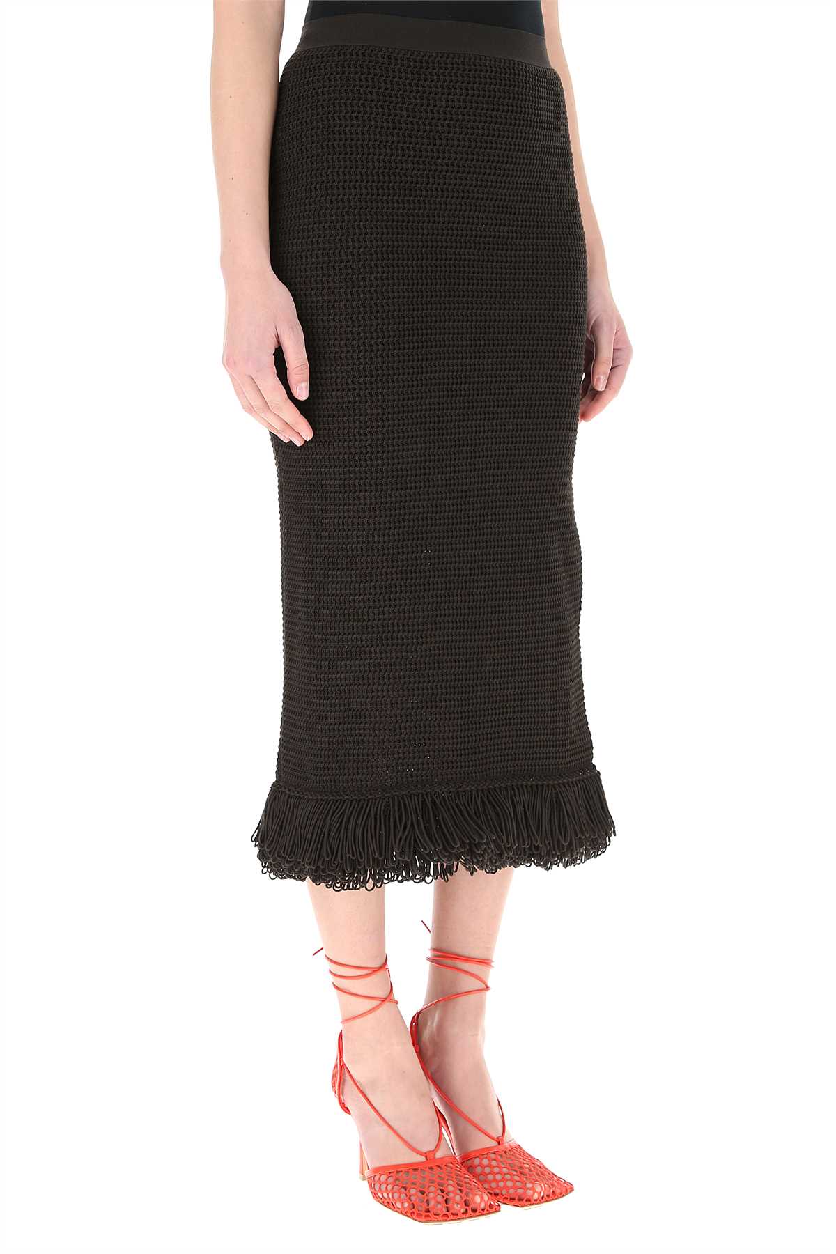 Bottega Veneta Women Dark Brown Cotton Skirt