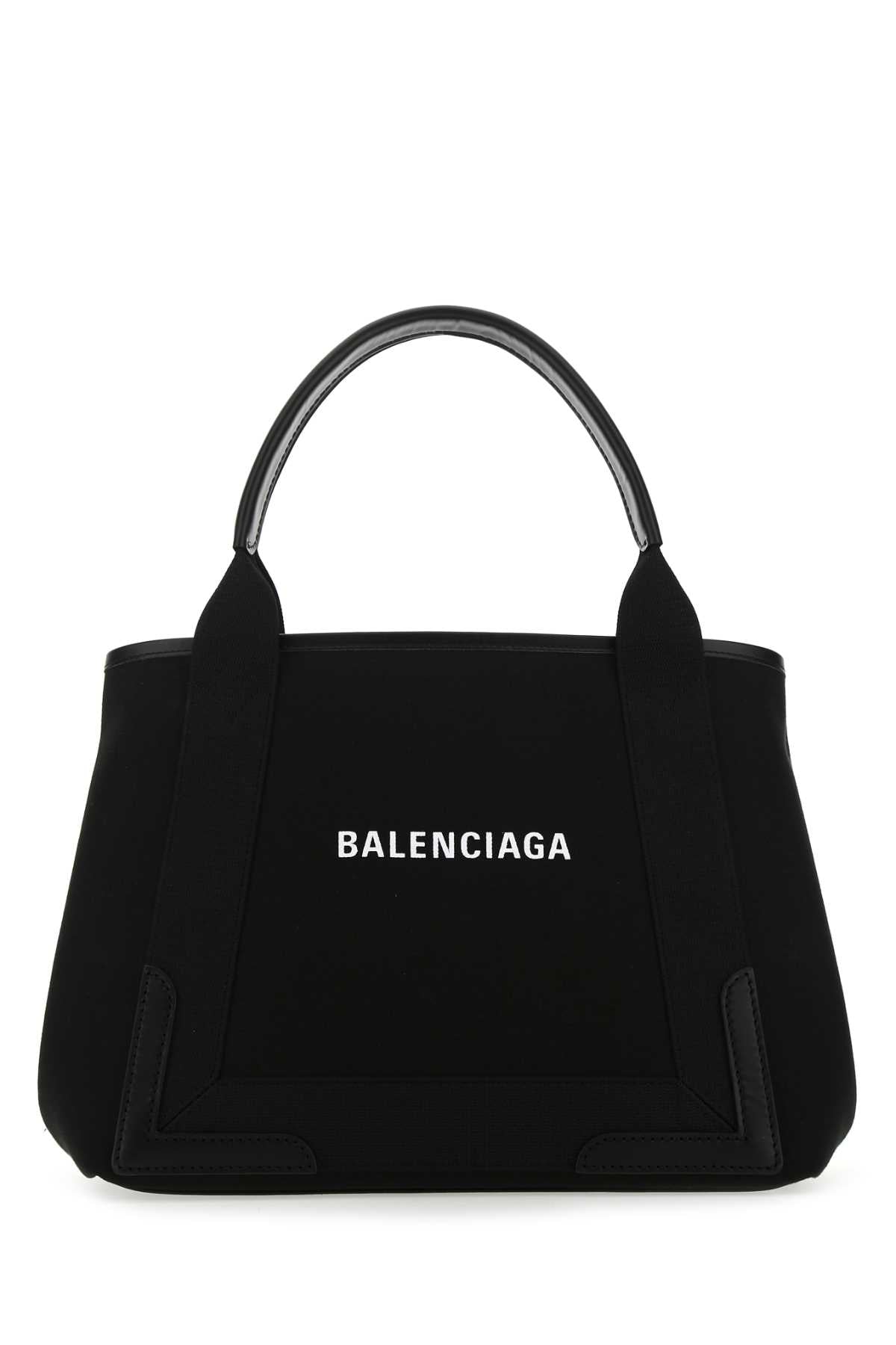 Balenciaga Women Black Canvas Small Cabas Navy Handbag