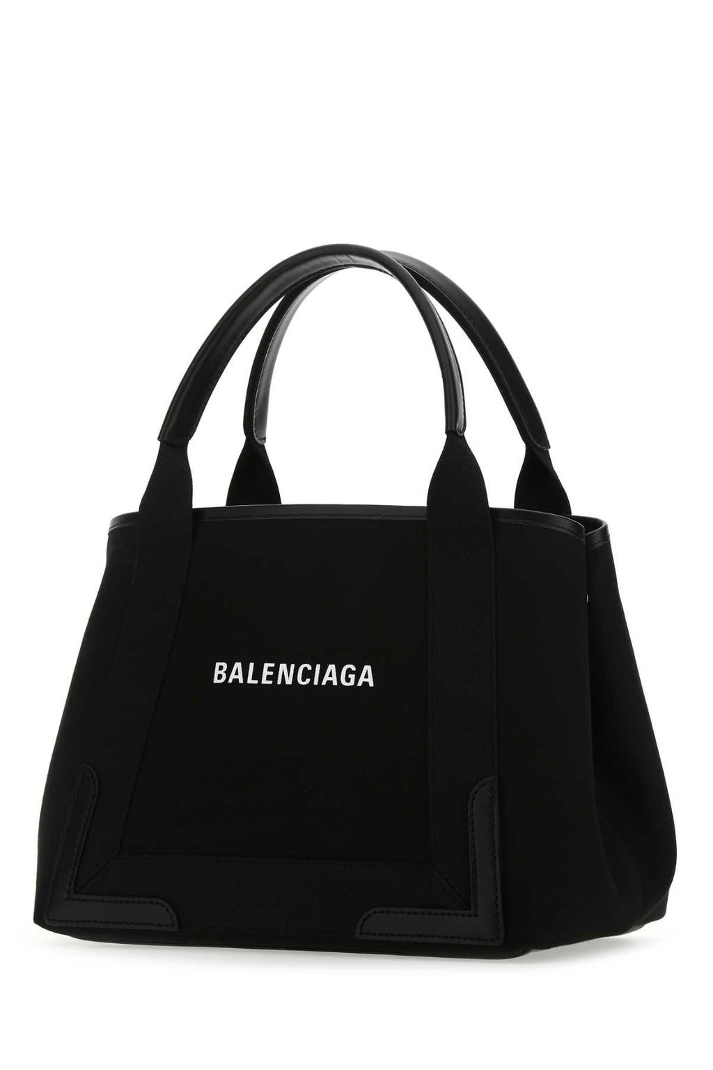 Balenciaga Women Black Canvas Small Cabas Navy Handbag
