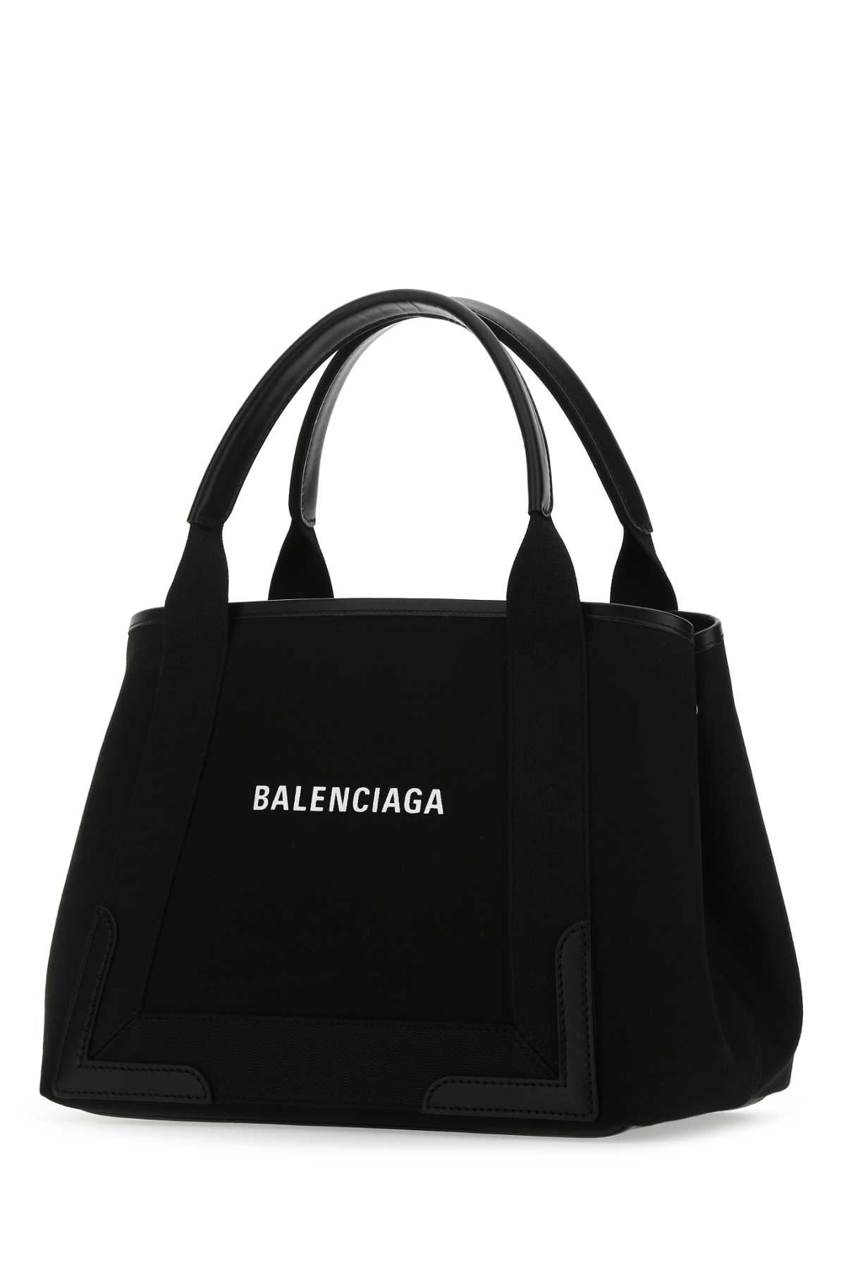 Balenciaga Women Black Canvas Small Cabas Navy Handbag