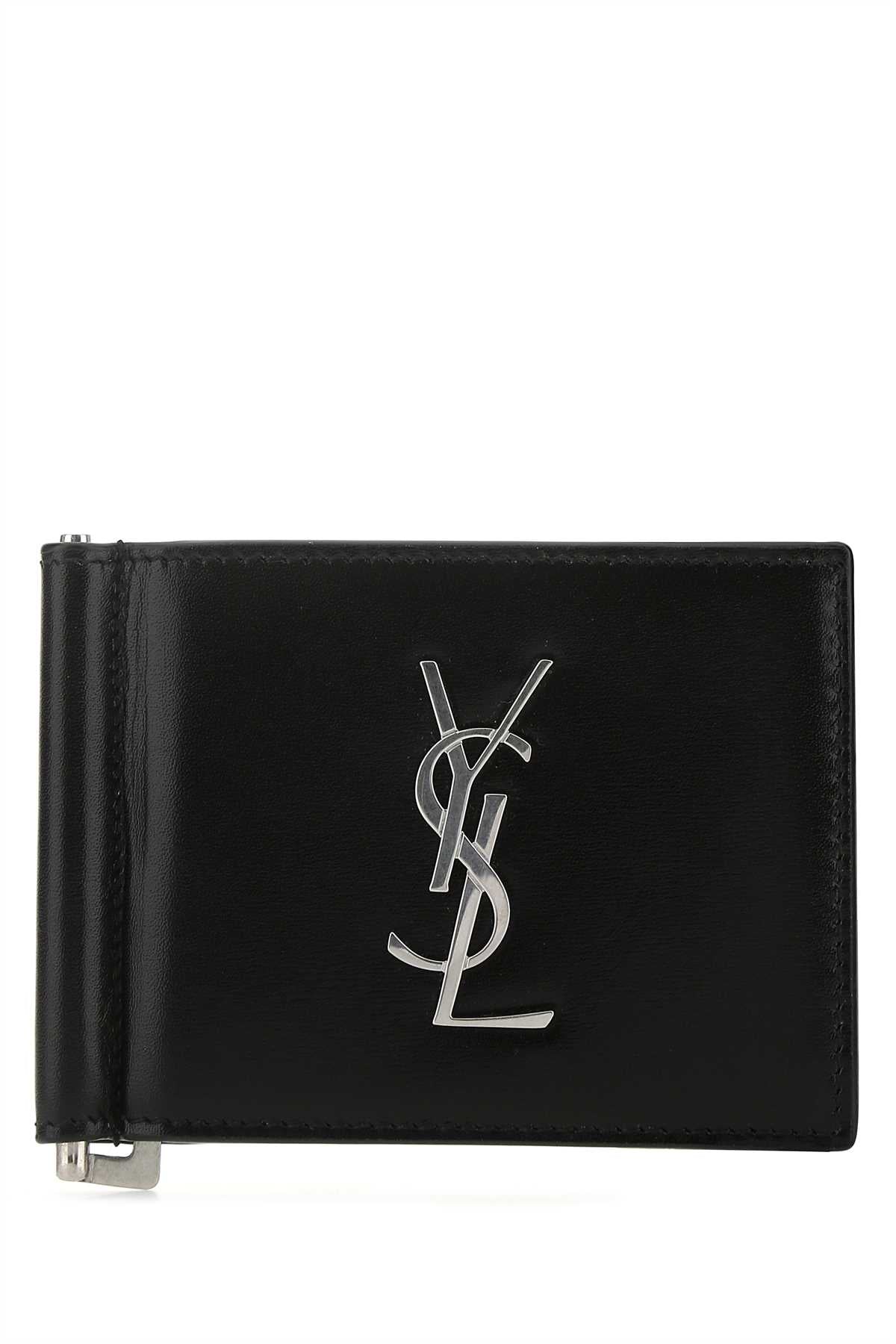 Saint Laurent Men Black Leather Card Holder