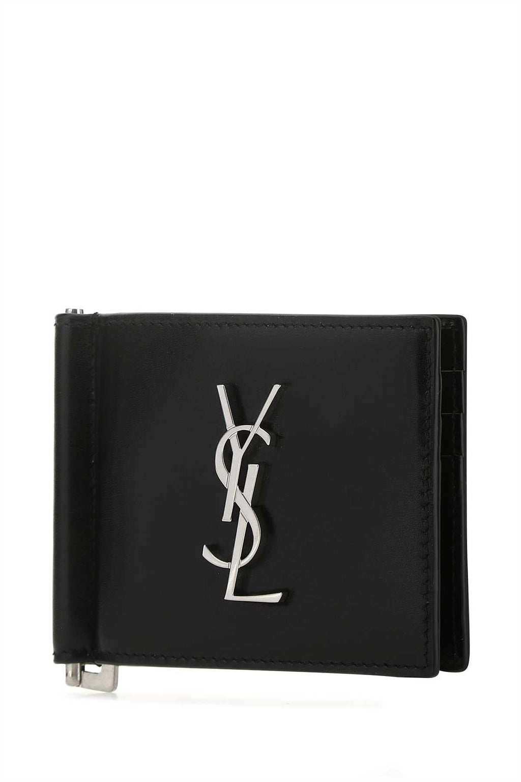 Saint Laurent Men Black Leather Card Holder