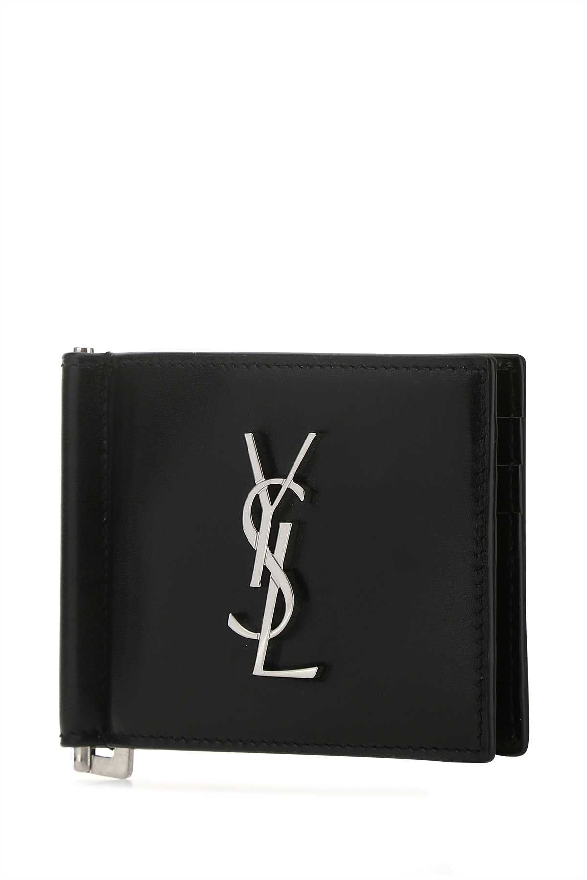 Saint Laurent Men Black Leather Card Holder