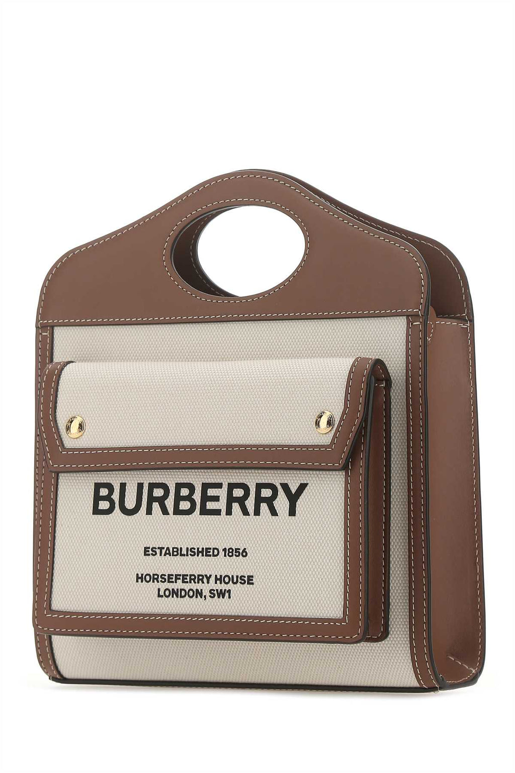 Burberry Women Two-Tone Canvas And Leather Mini Pocket Handbag