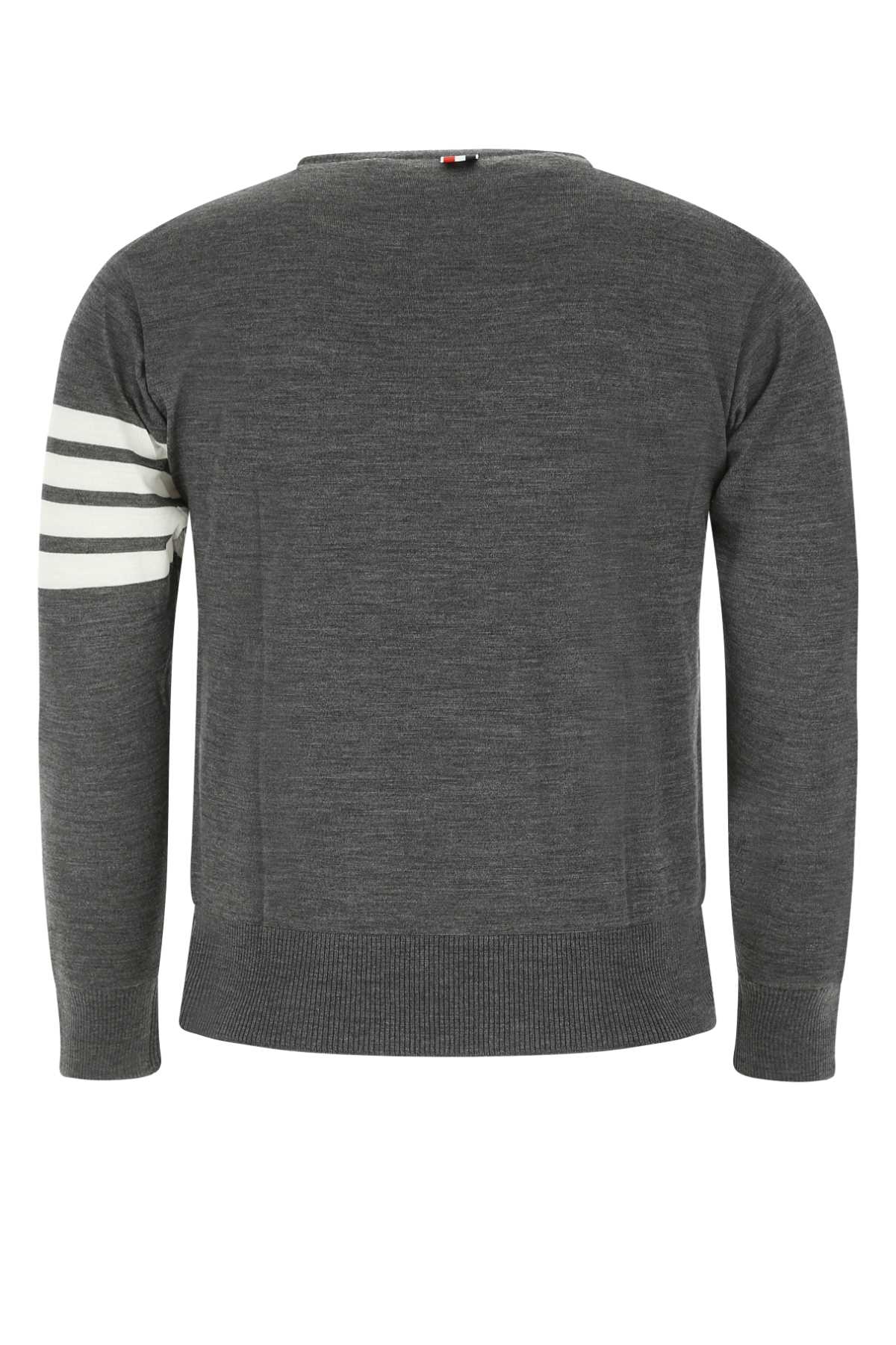 Thom Browne Men Melange Grey Wool Sweater
