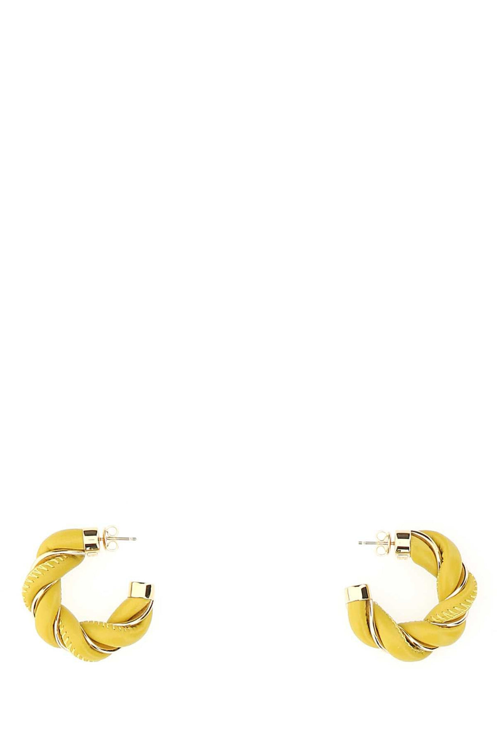 Bottega Veneta Women Yellow Nappa Leather And 925 Silver Twist Earrings