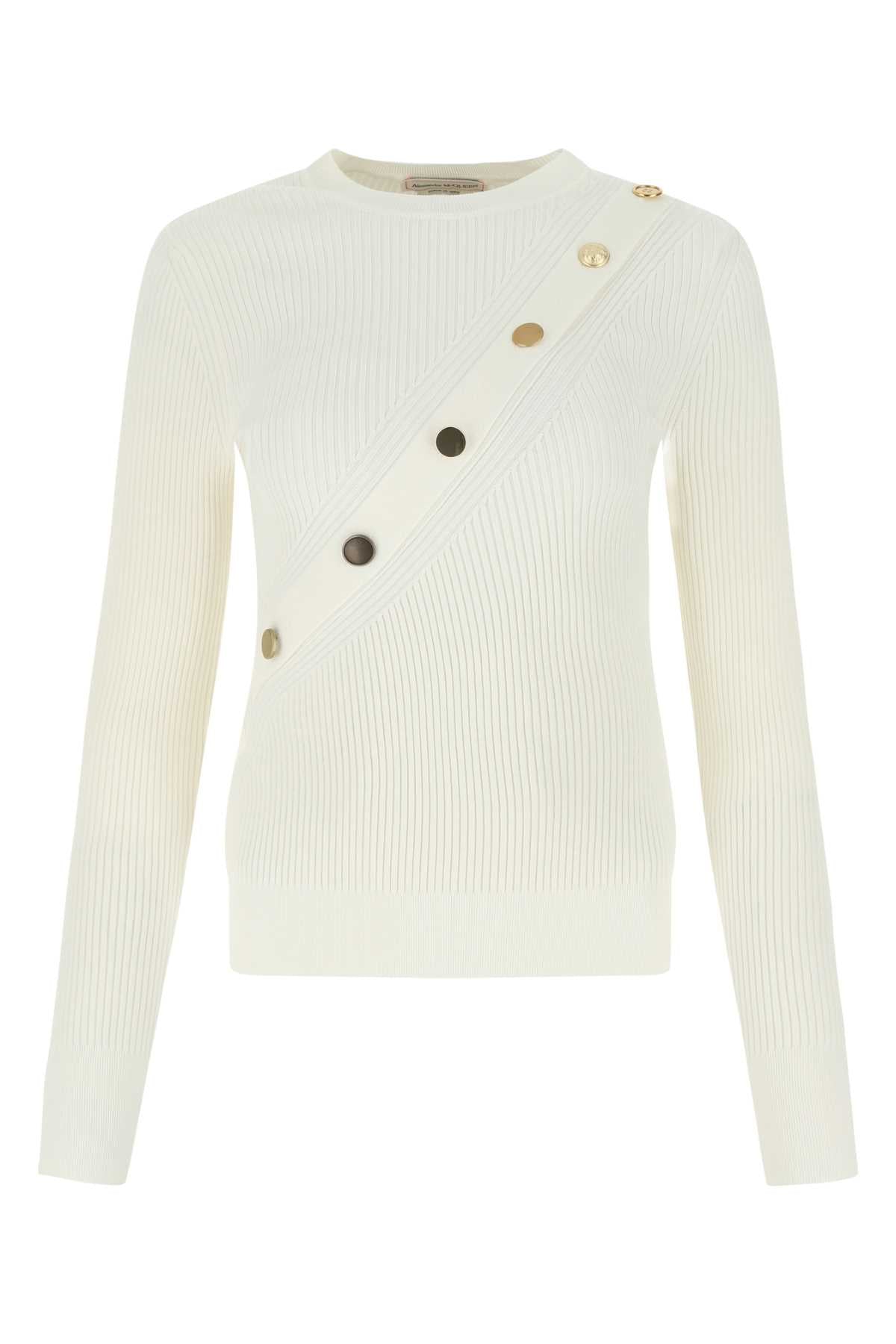 Alexander Mcqueen Women Ivory Stretch Viscose Sweater