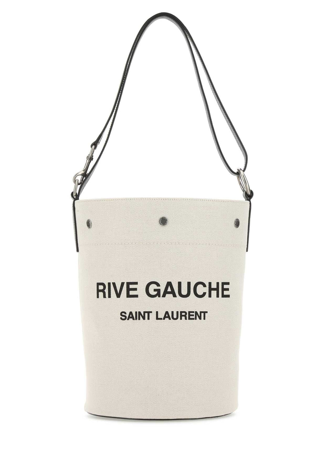 Saint Laurent Men Ivory Canvas Rive Gauche Bucket Bag