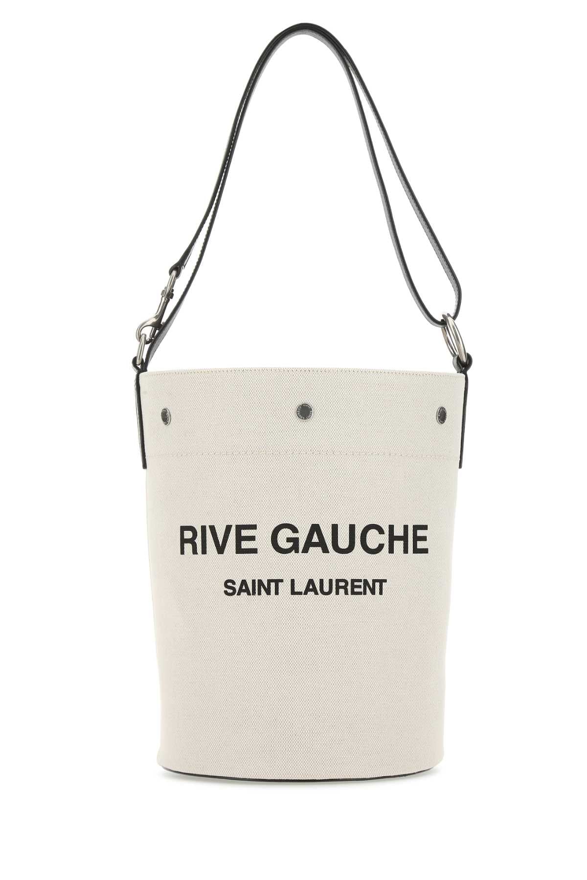 Saint Laurent Men Ivory Canvas Rive Gauche Bucket Bag