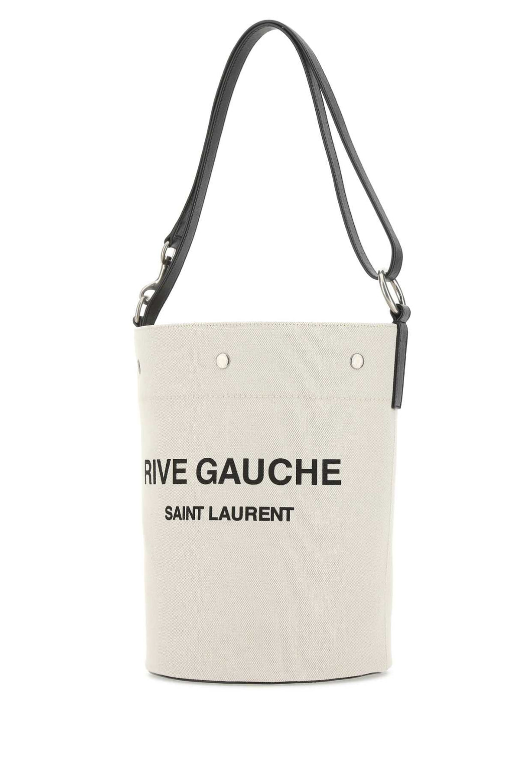 Saint Laurent Men Ivory Canvas Rive Gauche Bucket Bag