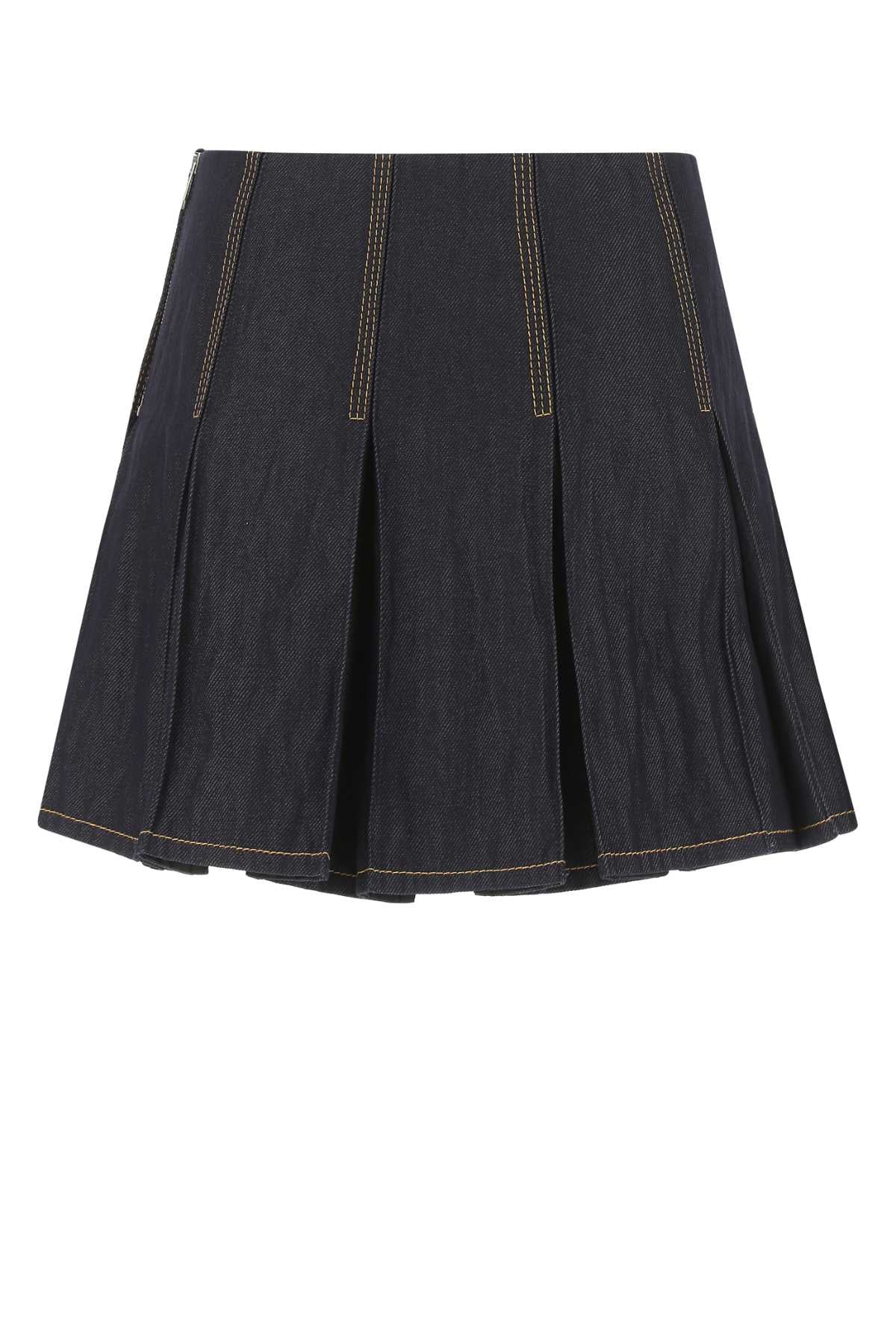 Bottega Veneta Women Dark Blue Denim Mini Skirt