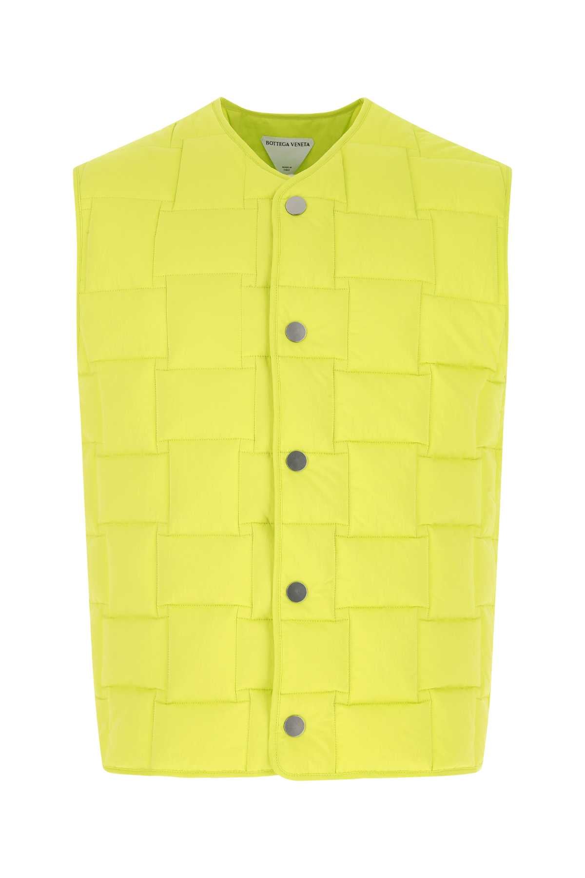 Bottega Veneta Men Fluo Yellow Nylon Padded Vest