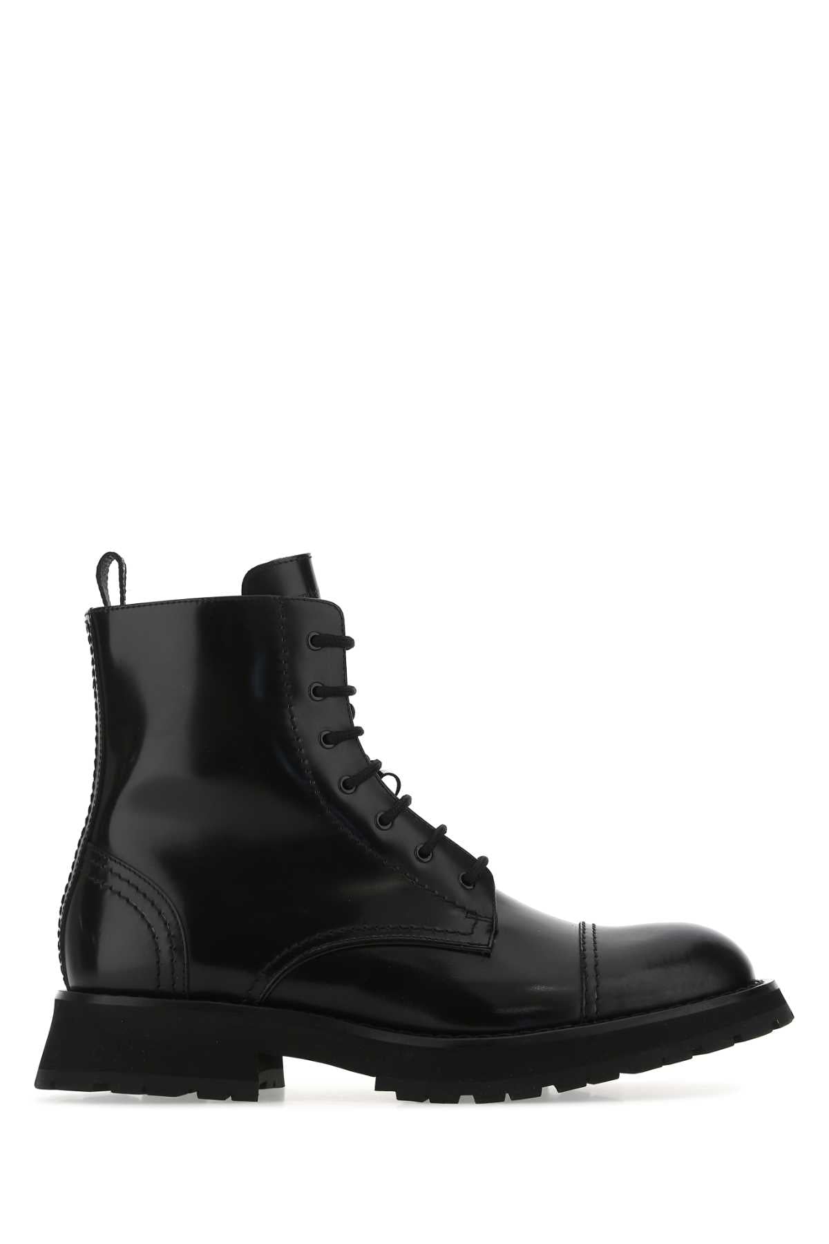 Alexander Mcqueen Men Black Leather Ankle Boots