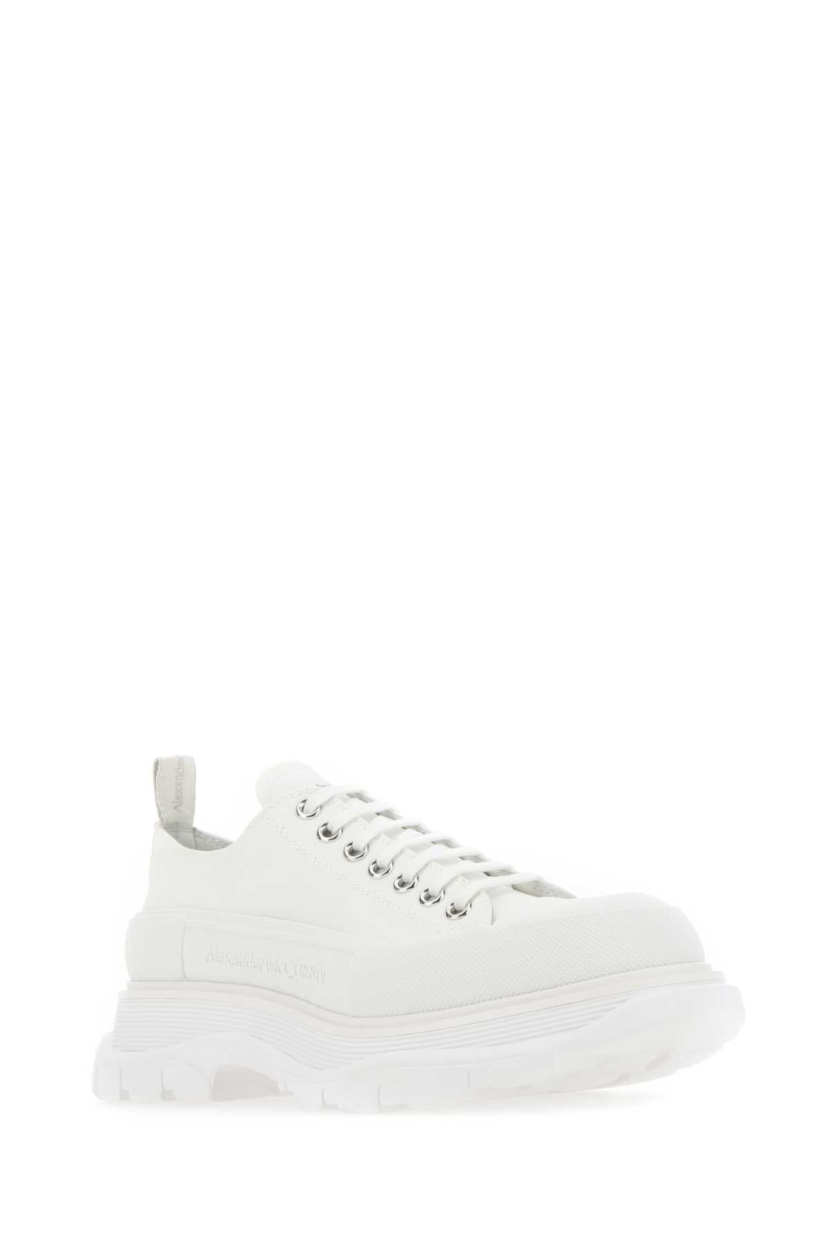 Alexander Mcqueen Men White Canvas Tread Slick Sneakers