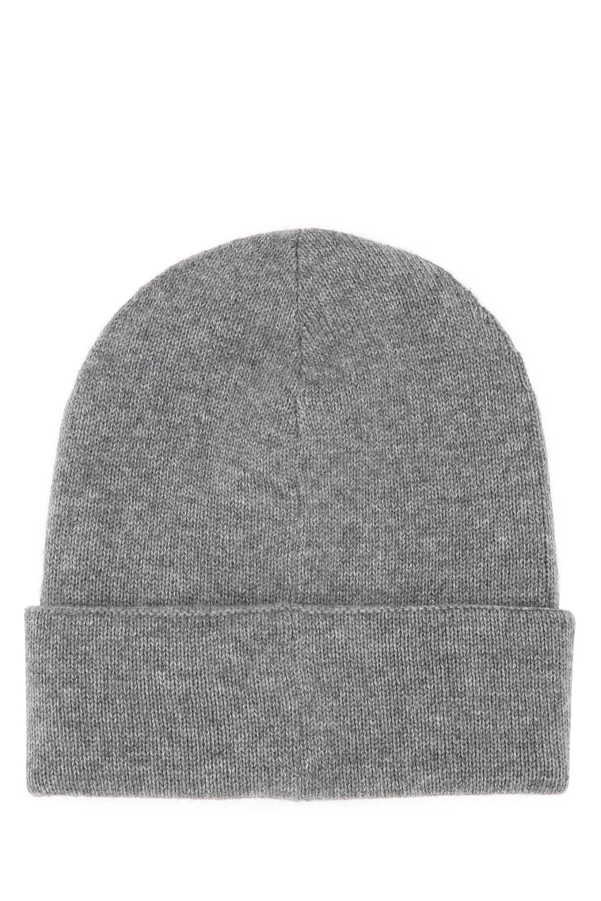 Alexander Mcqueen Men Grey Cashmere Beanie Hat