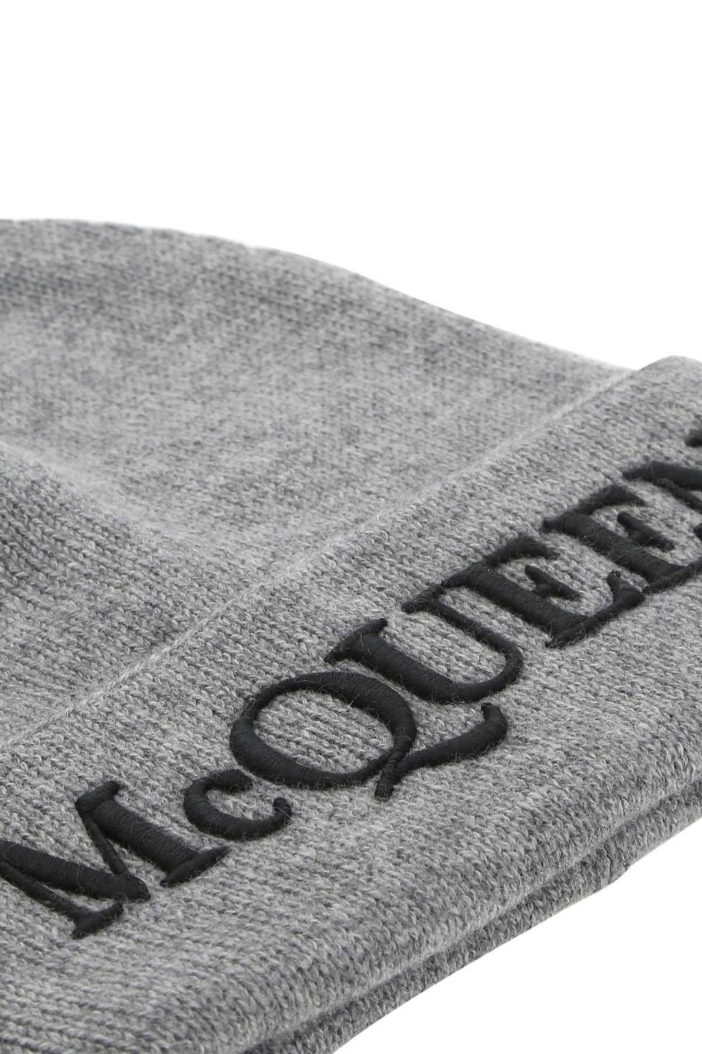 Alexander Mcqueen Men Grey Cashmere Beanie Hat