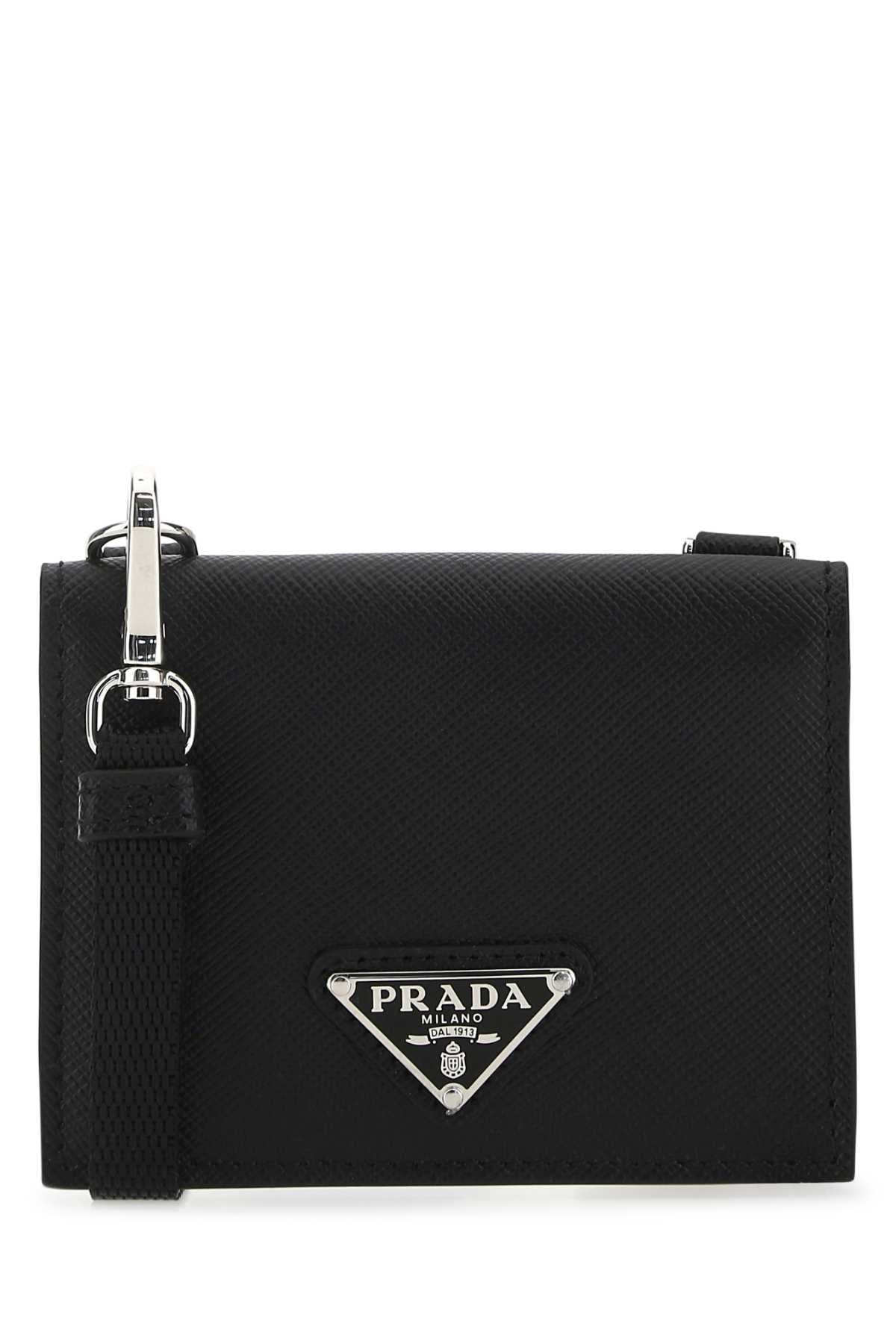 Prada Men Black Leather Cardholder