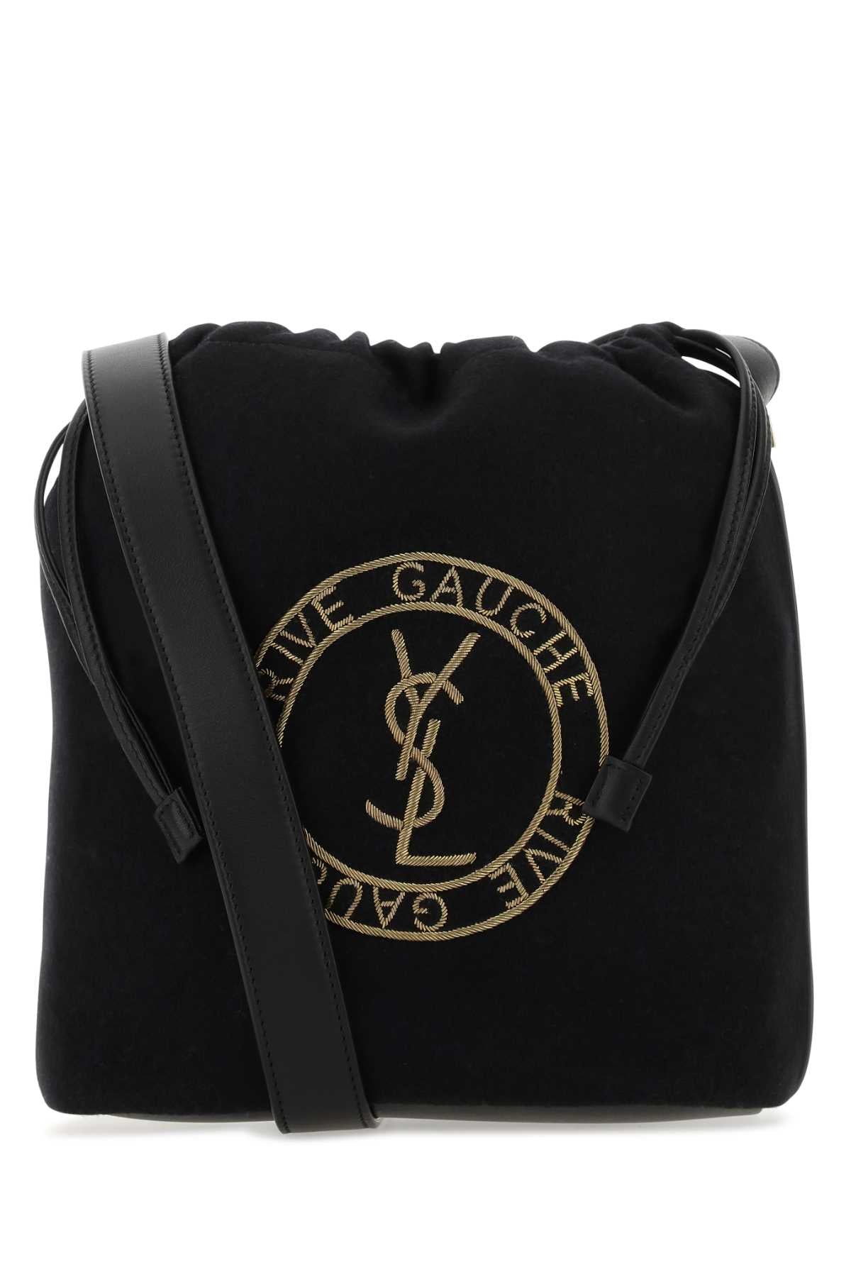 Saint Laurent Men Black Felt Rive De Gauche Bucket Bag