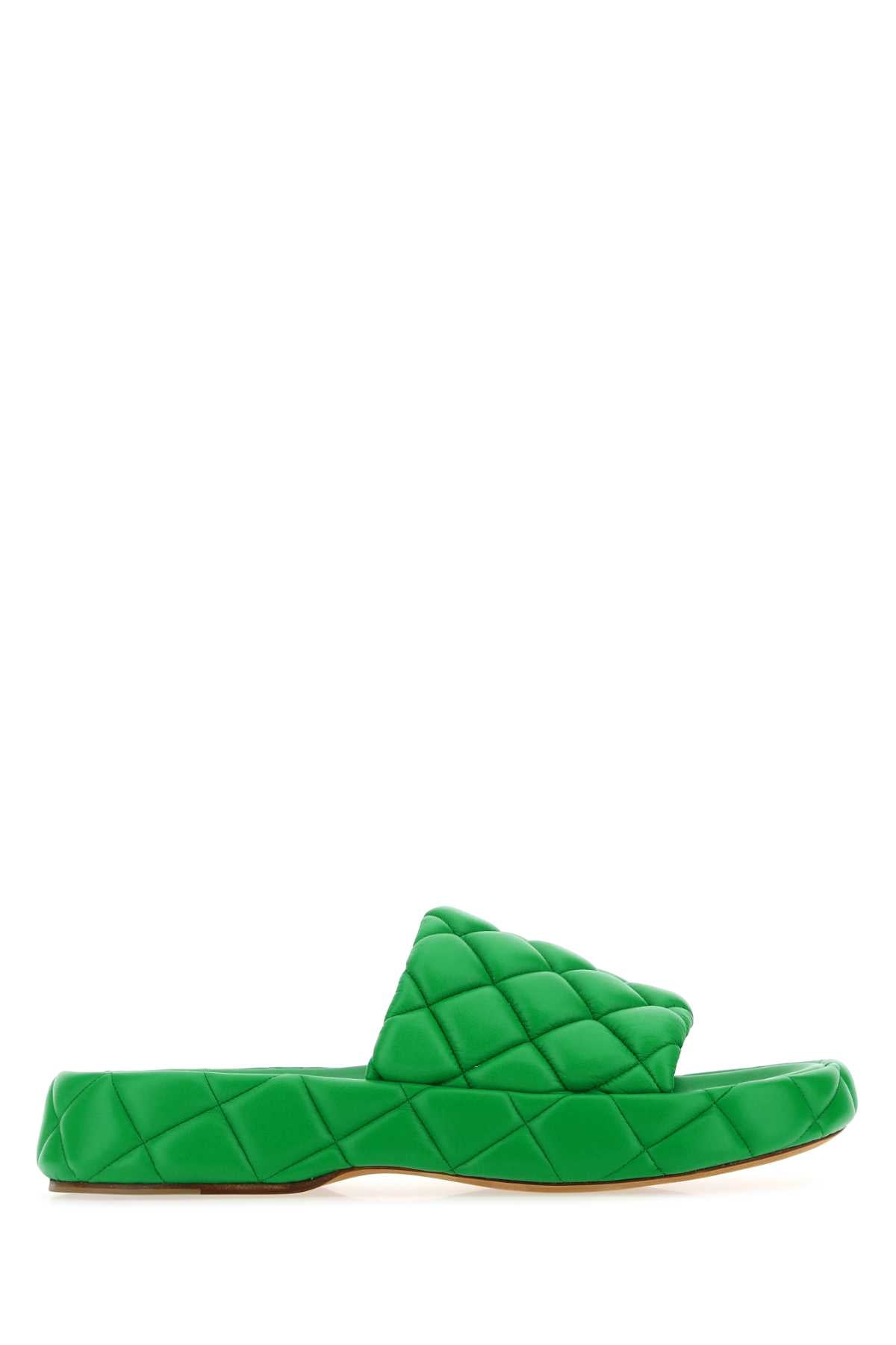 Bottega Veneta Women Grass Green Leather Padded Sandals