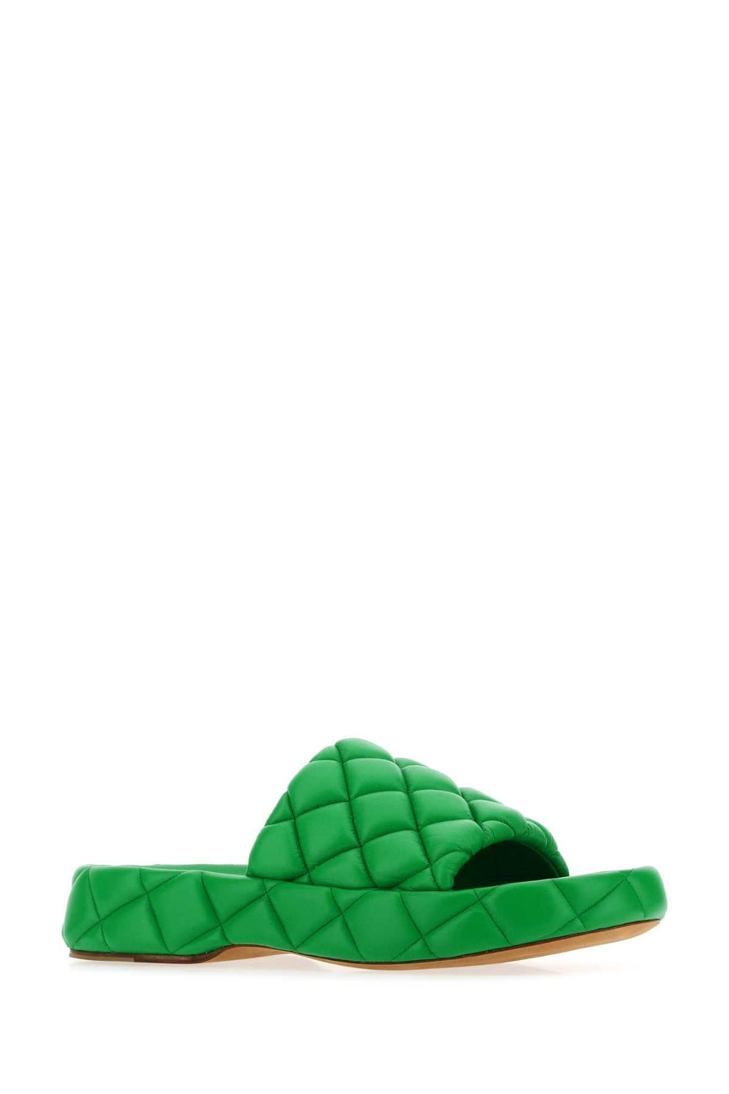 Bottega Veneta Women Grass Green Leather Padded Sandals