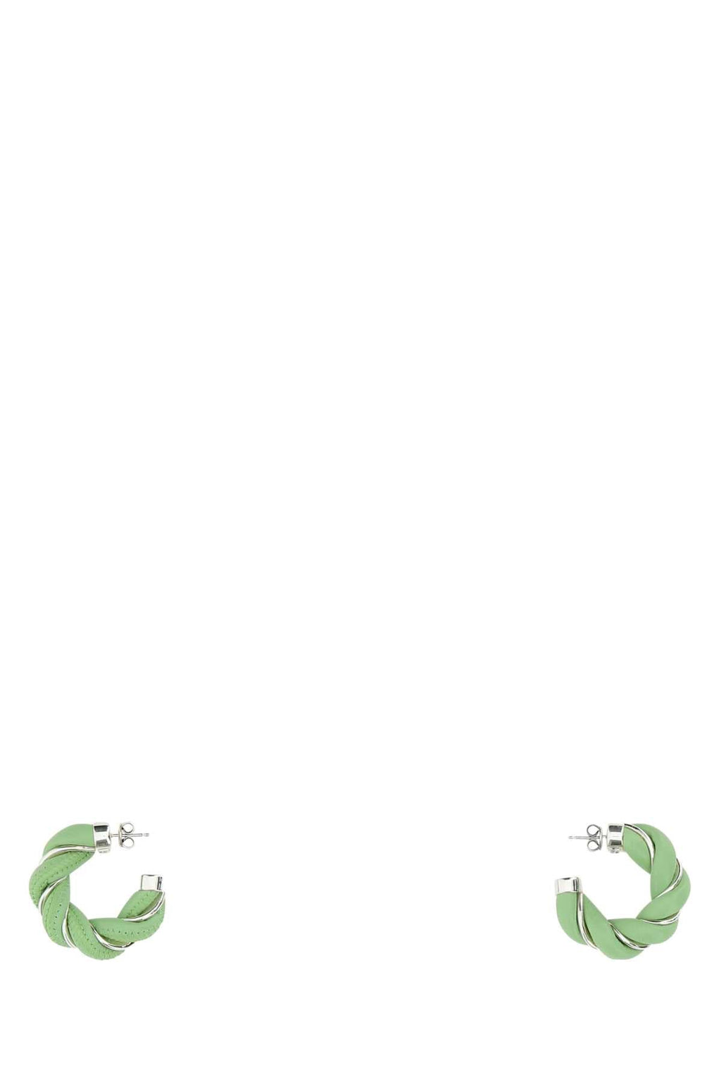 Bottega Veneta Women Pastel Green Nappa Leather And 925 Silver Earrings